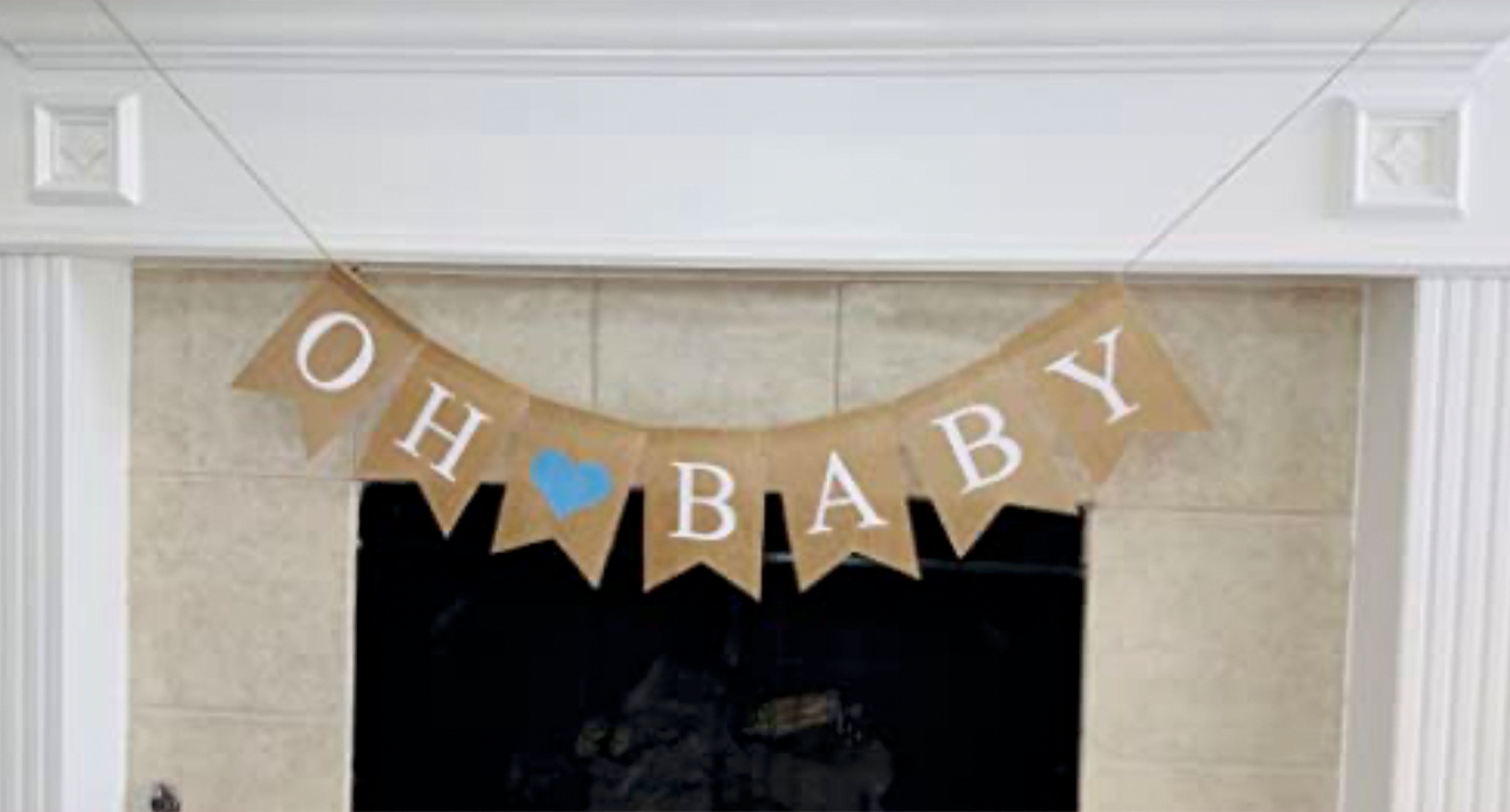 Shimmer Anna Shine Oh Baby Burlap Banner for Baby Shower and Gender Reveal Party (Blue, 8 ft) cqyk1
