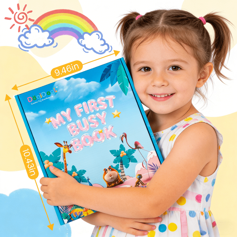 DEGIDEGI Montessori Busy Book, Interactive Felt Educational Activity Toy for Toddlers (Blue, 10 Pages) x74t1