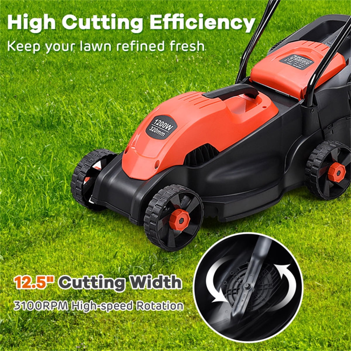 TopComfy Electric Corded Lawn Mower, Compact Garden Grass Cutter with 8 gal Collection Box (13 in) y6gwt
