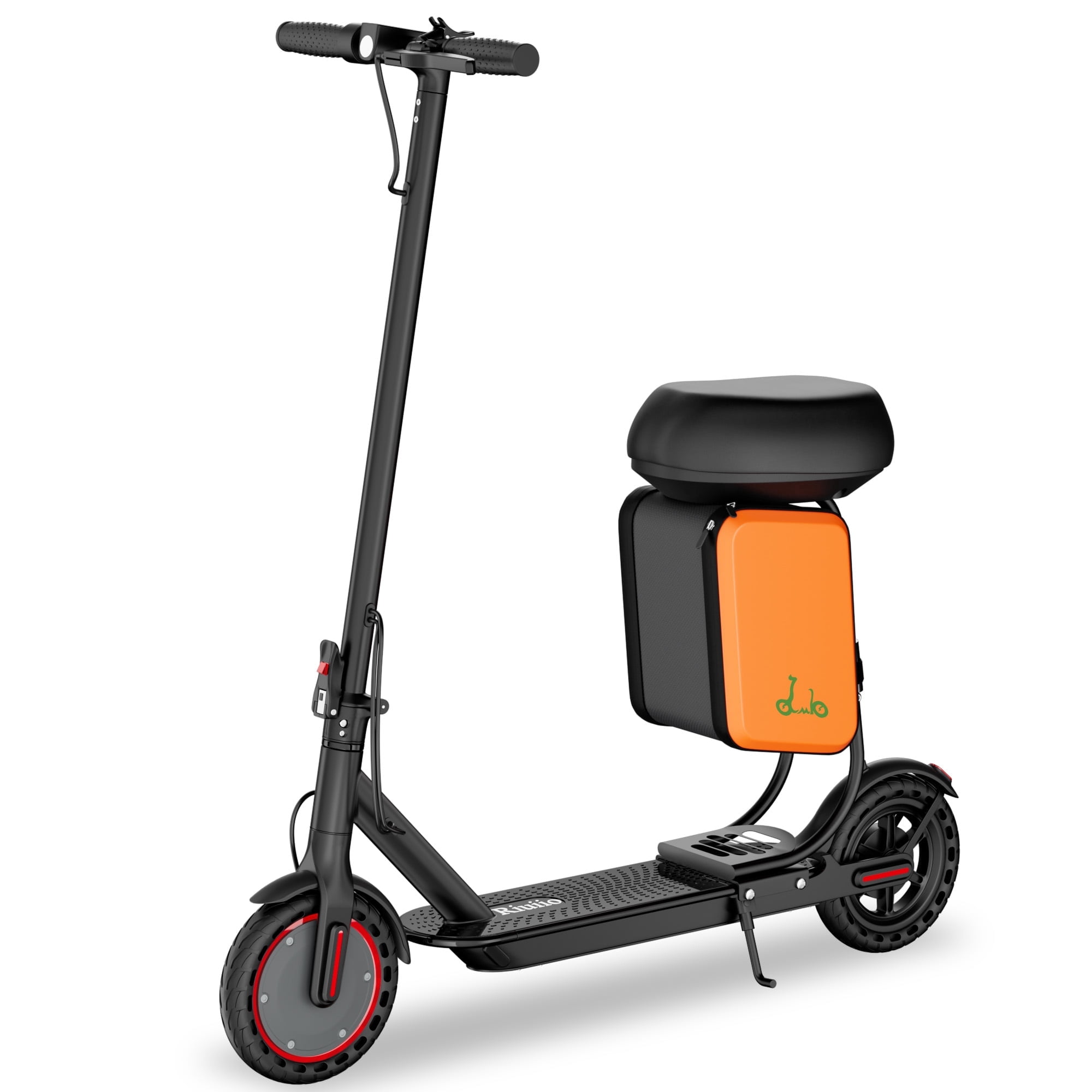 Riuiio Electric Scooter with Seat, 19MPH Commuter E-Scooter, 21-Mile Range, 350W Motor, Foldable Design with Storage Bag (Black, 31 lb) jseoc