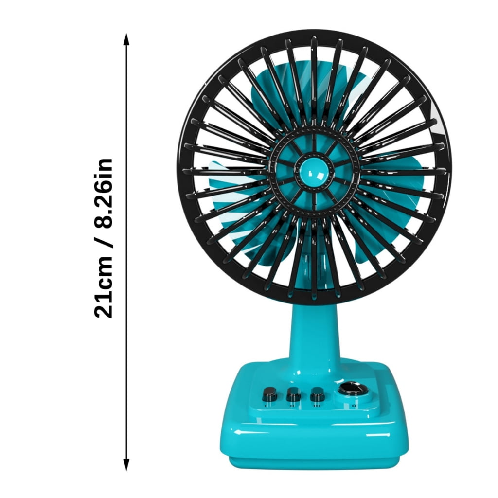 ATALRPOU Retro Alloy Mini Desk Fan, Portable USB Rechargeable Desktop Fan with 3 Speeds (Green, 6 in) 53xc1