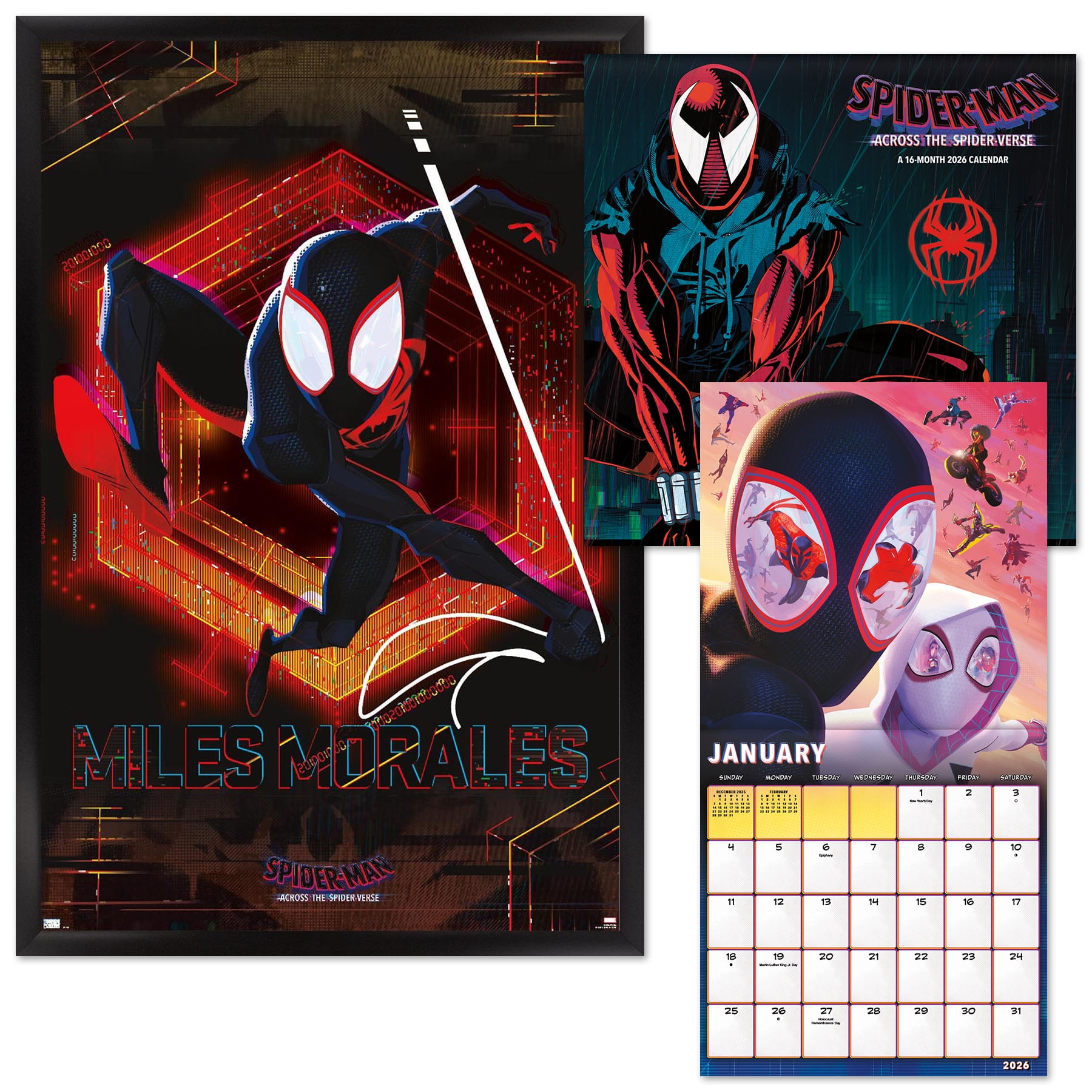 Trends International Marvel Spider-Man: Across the Spider-Verse Framed Poster and 2026 Wall Calendar Set tsc3v