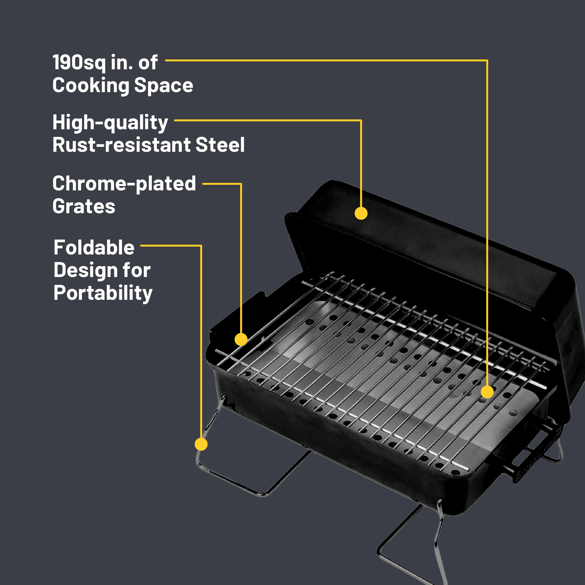 Charbroil Portable Charcoal Grill (Black, 190 sq in) 0b6pf