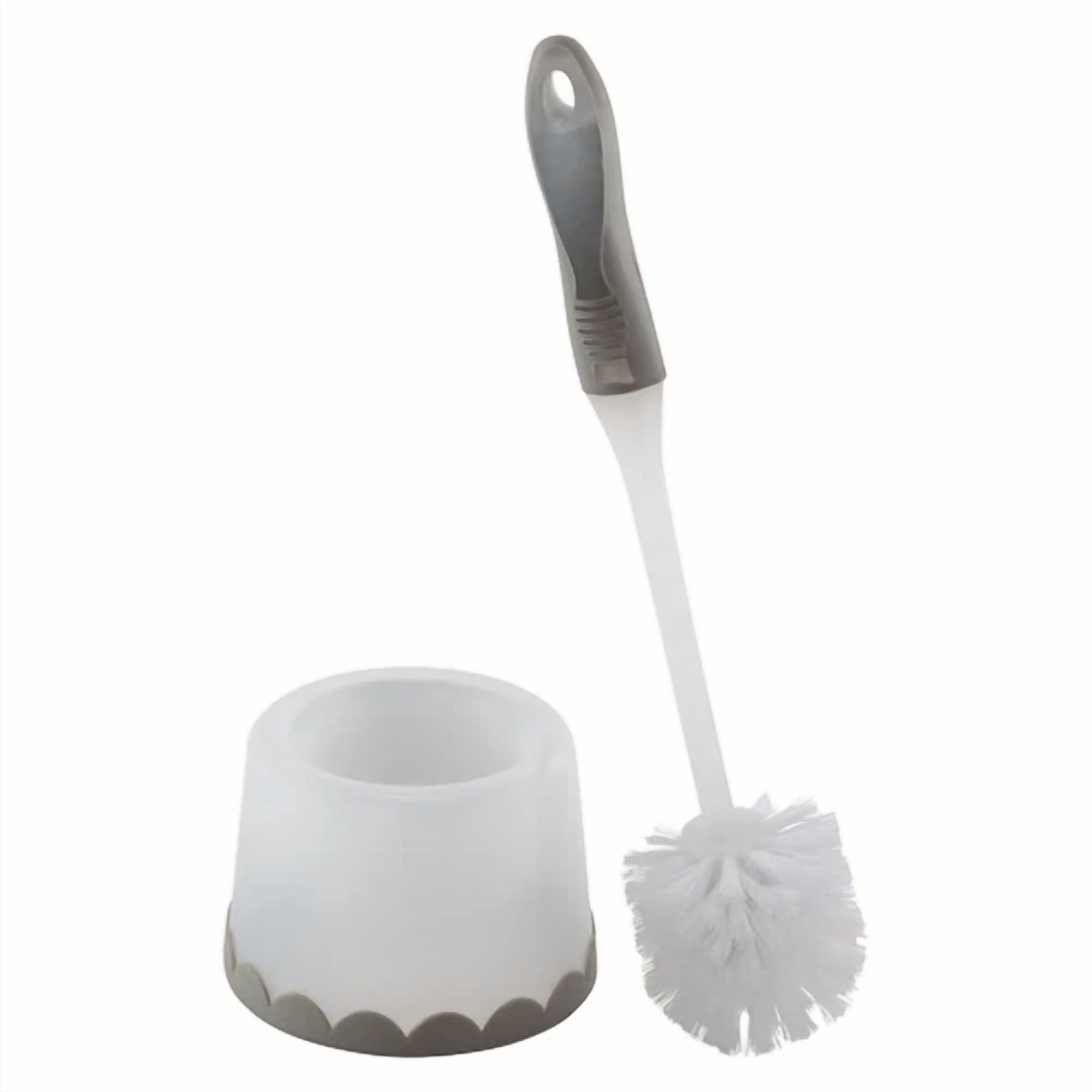 KLYNE Deluxe Toilet Bowl Brush and Holder Set (Gray, 15 in) 1l4n0