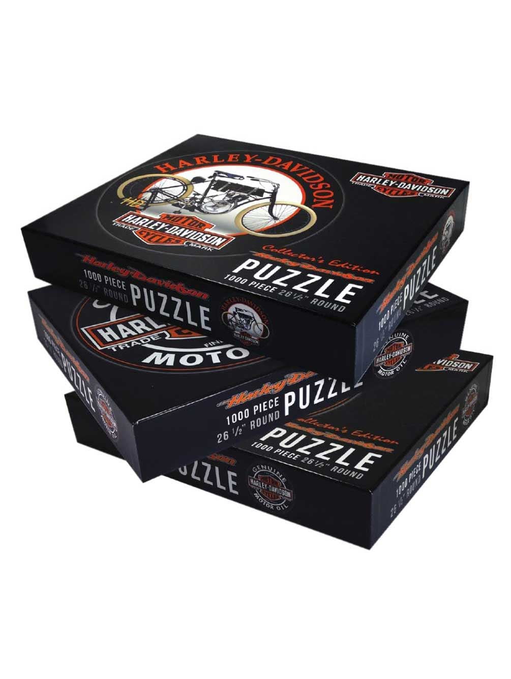 Harley-Davidson Motor Oil Bar & Shield Round Jigsaw Puzzle (Black, 26.5 in) md6ak