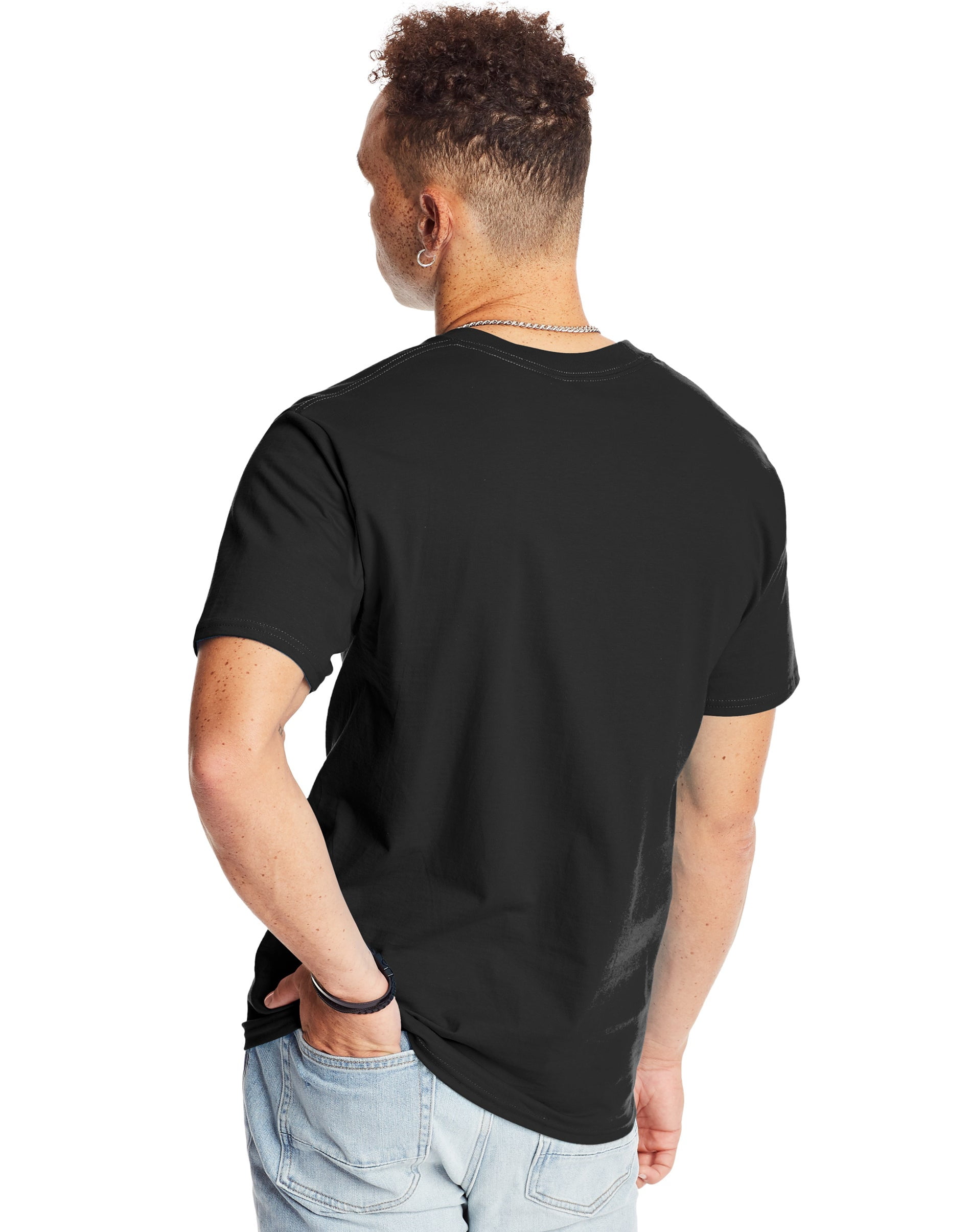 Hanes Men's Beefy-T Heavyweight Cotton Crewneck T-Shirt (Black, S) 9aq0n