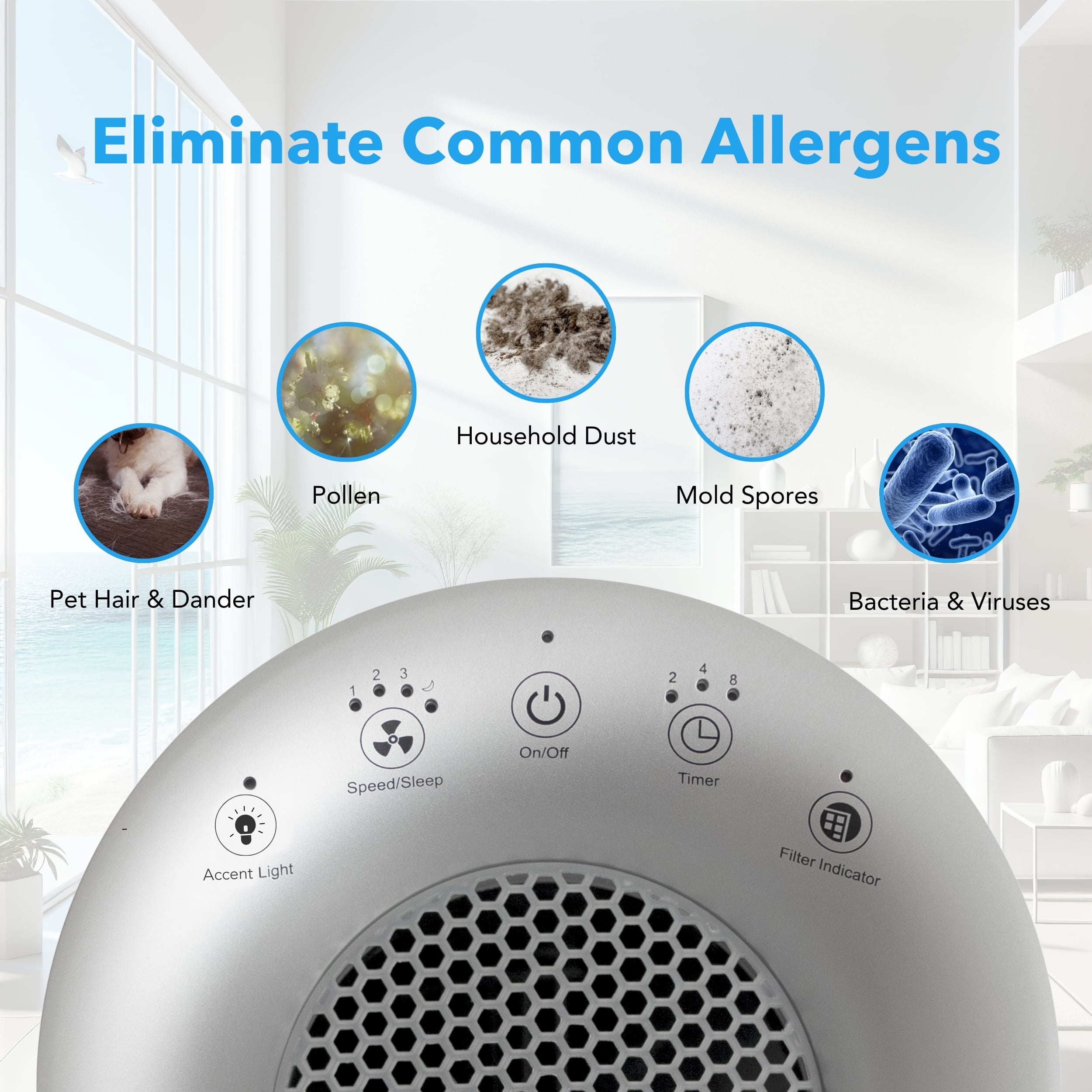Hunter HP450UV True HEPA Air Purifier with EcoSilver Pre-filter (White) c2rww