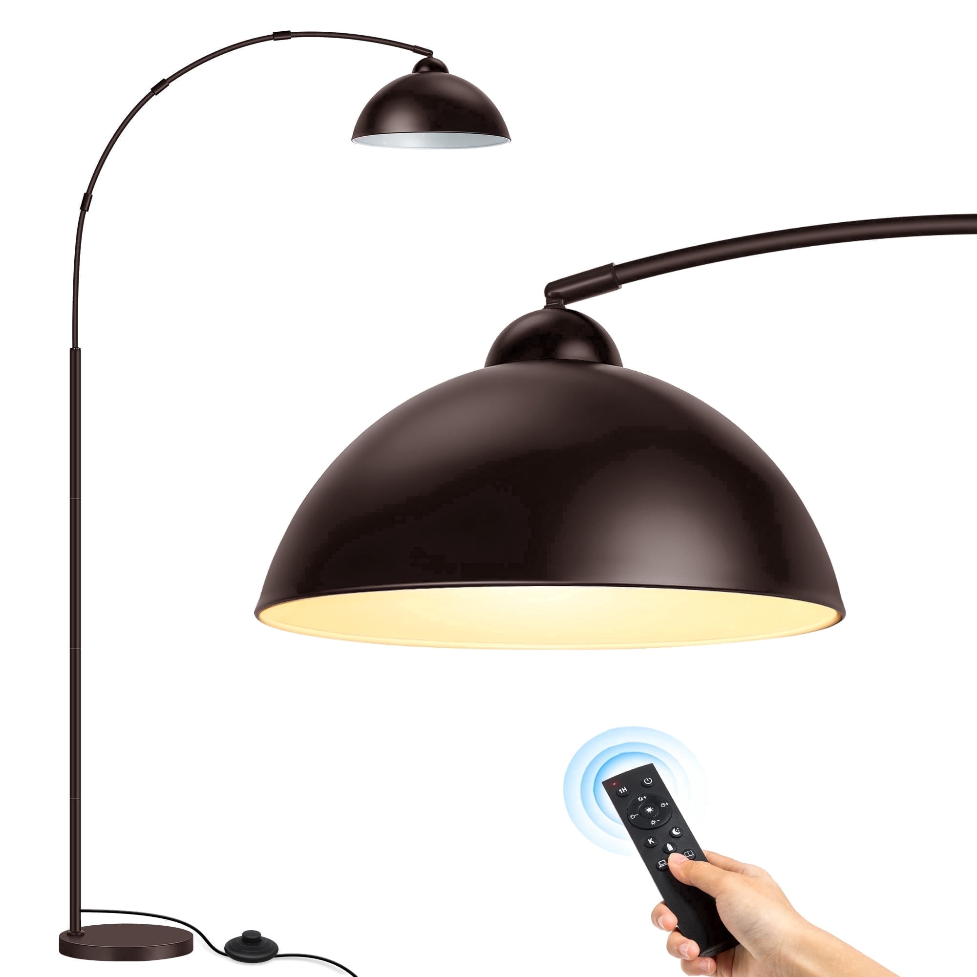Outon Arc Floor Lamp with Remote, Dimmable LED Standing Lamp for Living Room and Bedroom (Brown, 80.3 in) qpt7m
