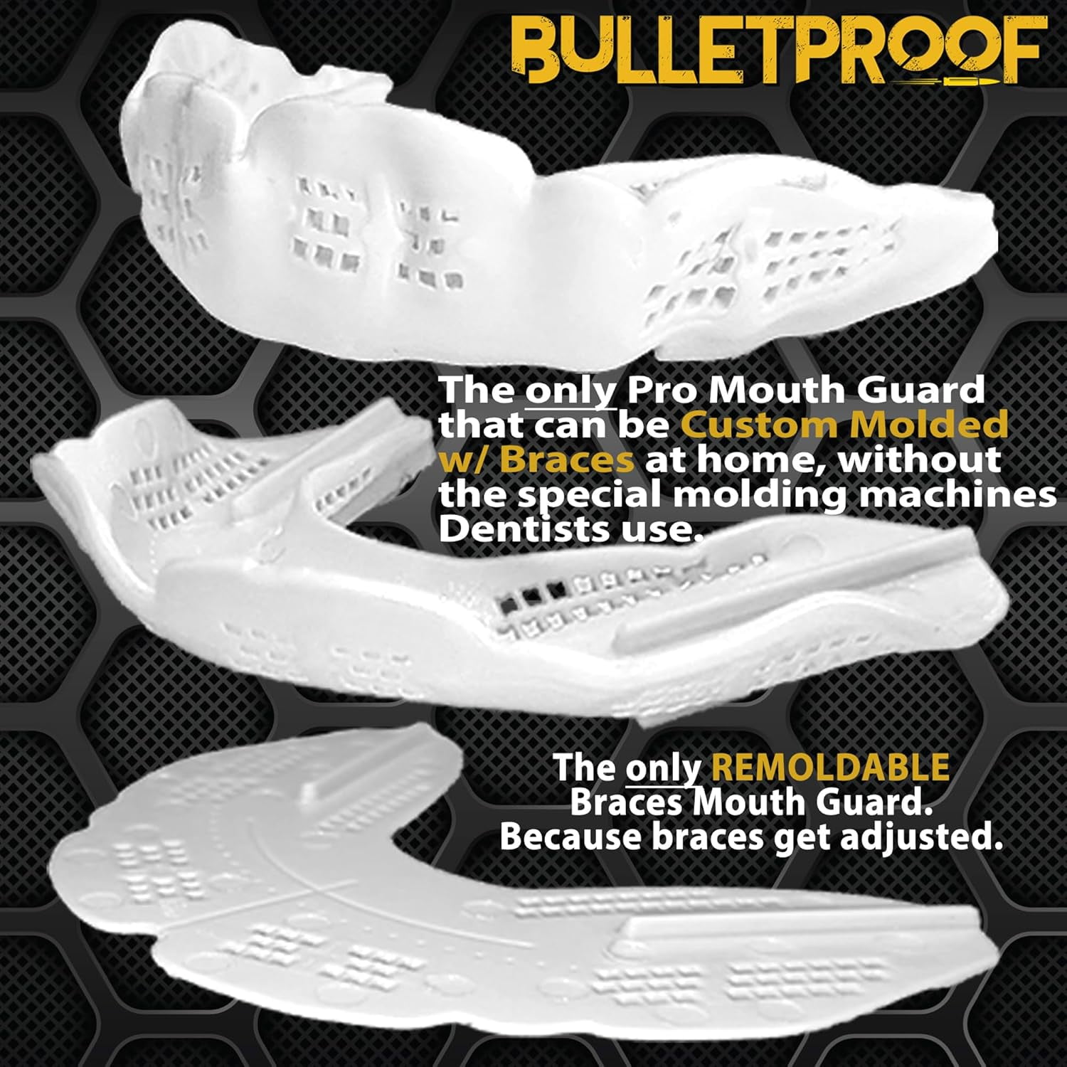 BulletProof MouthGuards Sports Mouth Guard for Braces (Black, One Size) olij3