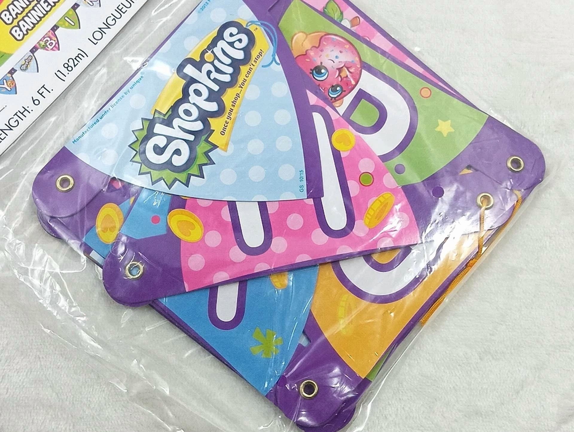PRIME Shopkins Happy Birthday Jointed Banner Party Decoration (6 in) k8mjn