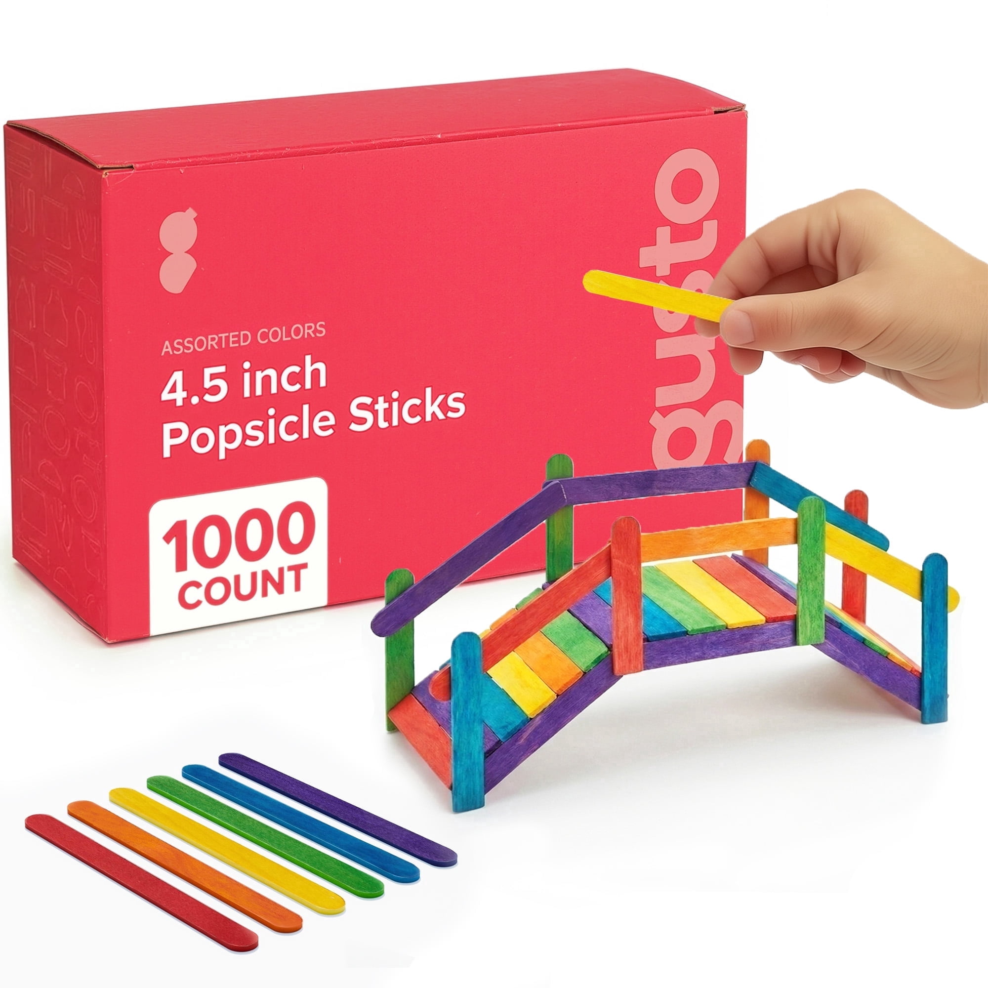 GUSTO Colored Craft Sticks for DIY Arts and School Projects (Assorted Colors, 1000 Count) 2mbxa