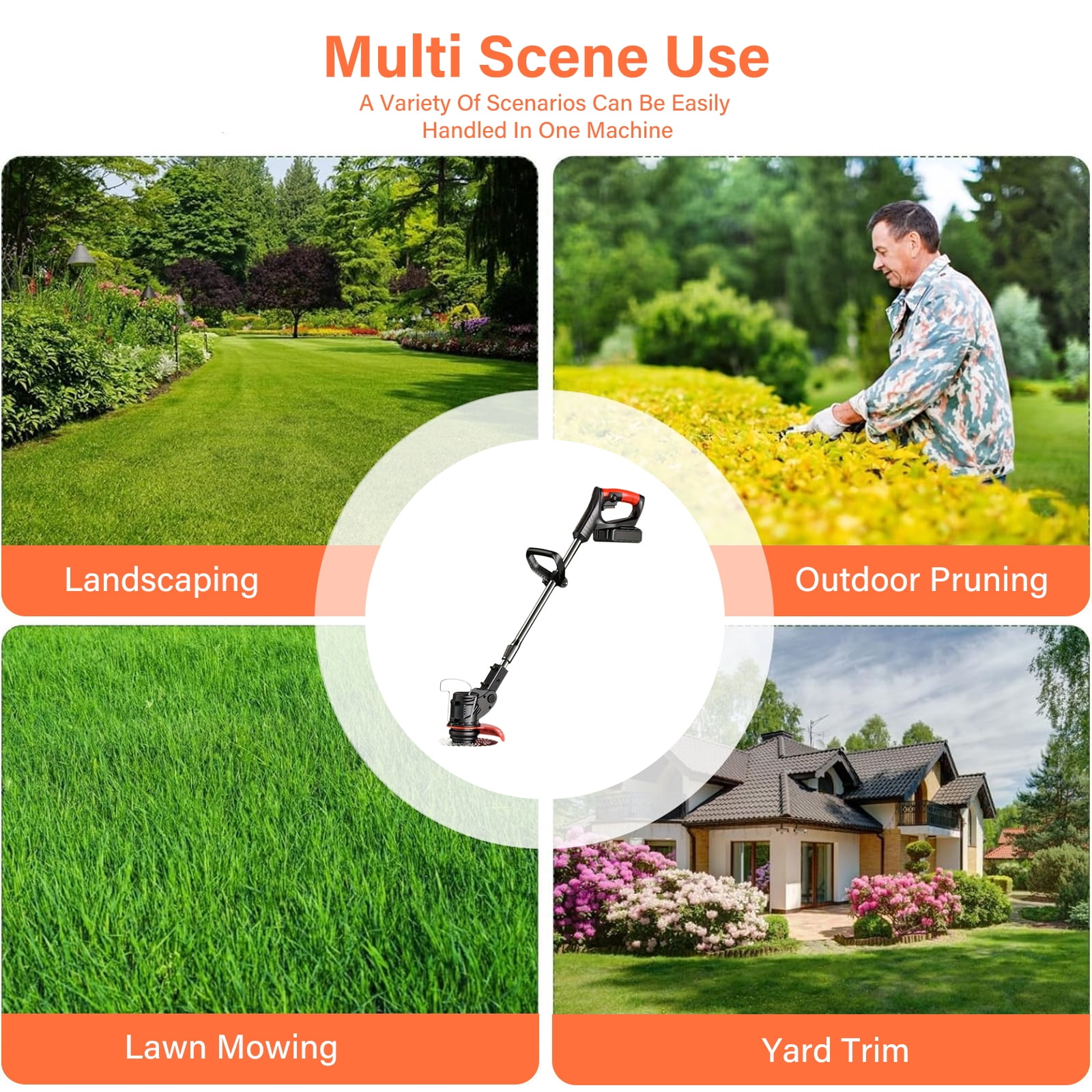 Lemonenergy Cordless Electric Grass Trimmer and Weed Wacker with Dual Batteries (Black, 6 in Cutting Diameter) o4qjk