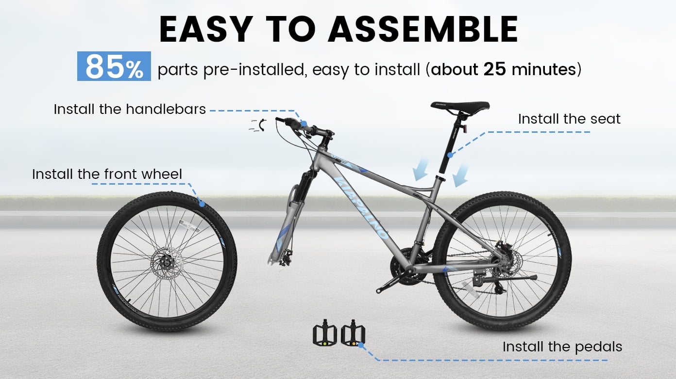 Ambifirner Mountain Bike for Men, 21-Speed Adult Bicycle with Dual Disc Brakes and High Carbon Steel Frame (Blue, 26 in) 9gfeb