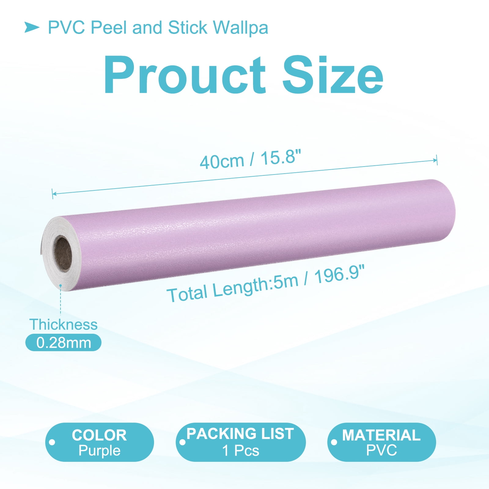 Uxcell Peel and Stick Wallpaper Waterproof Frosted Decorative Wall Covering (Purple, 15.8 in x 197 in) oxd9c