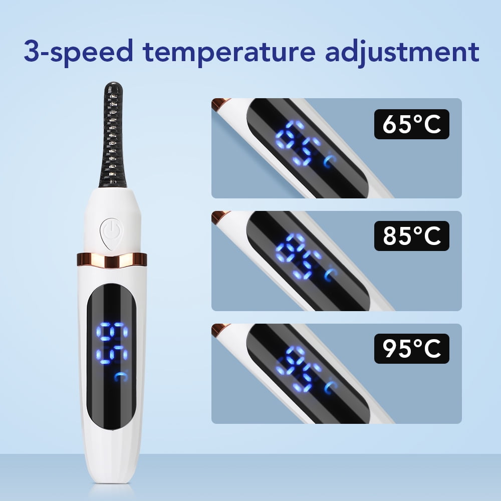 AITREE Electric Heated Eyelash Curler Rechargeable Professional Lash Lifting Tool with LED Display (White, 1 Count) n7nwl