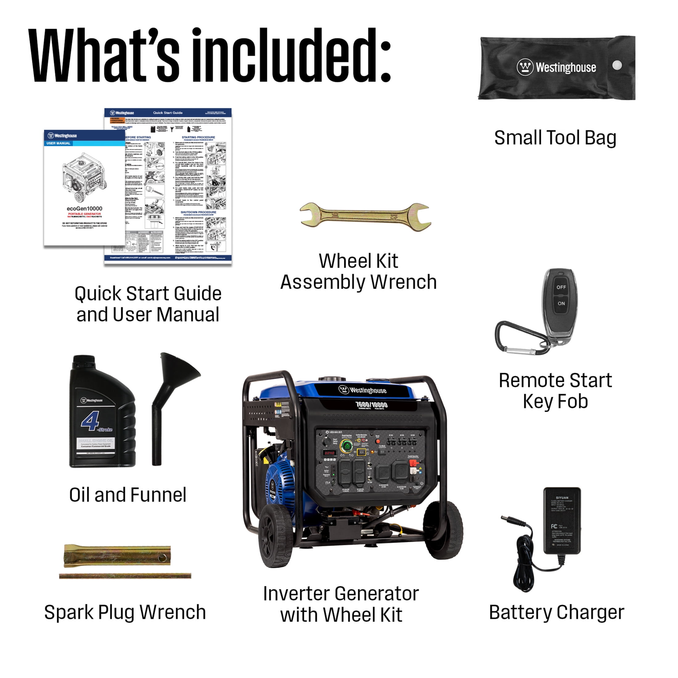Westinghouse 10,000 Peak Watt Portable Inverter Generator (Gas Powered, Remote Start, 147.7 lb) y74wd