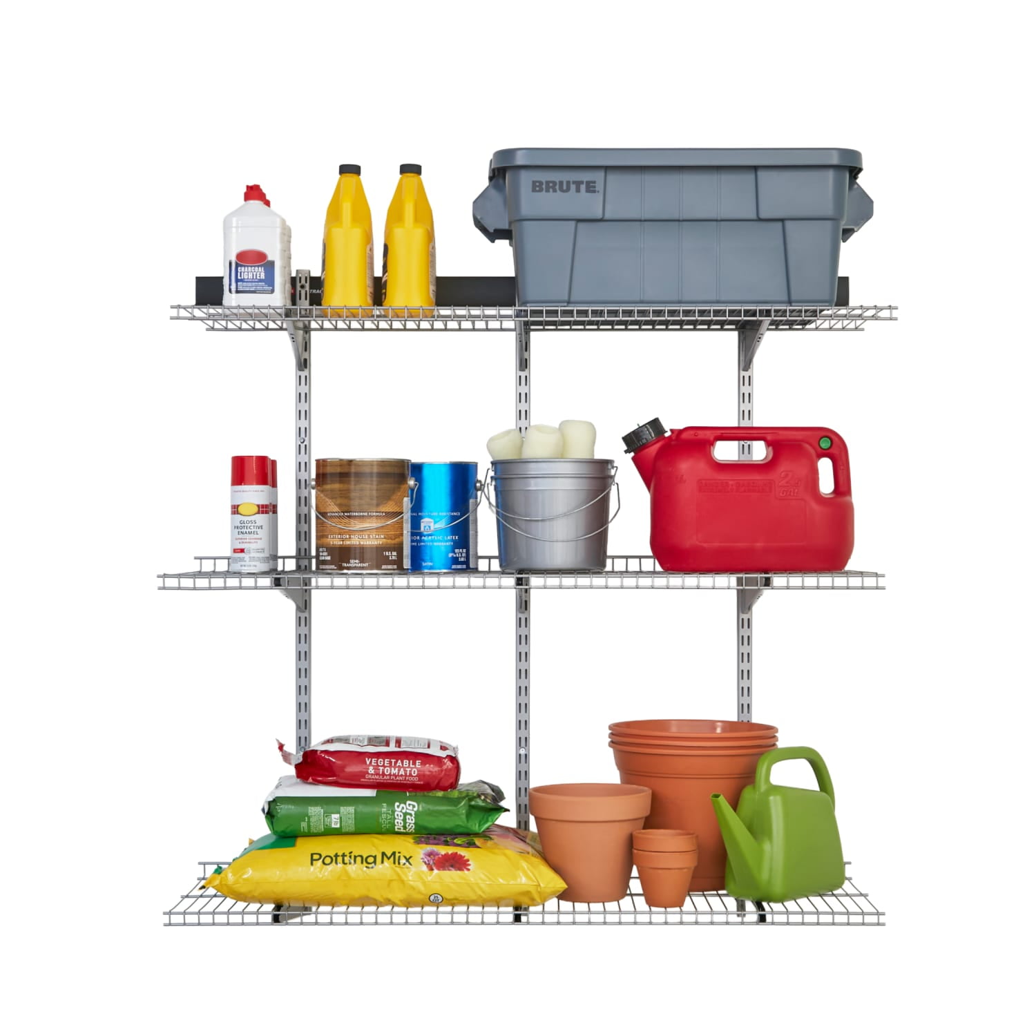 Rubbermaid FastTrack Garage Storage System Rail Shelf Kit (Black, 16-Piece) qrt1v