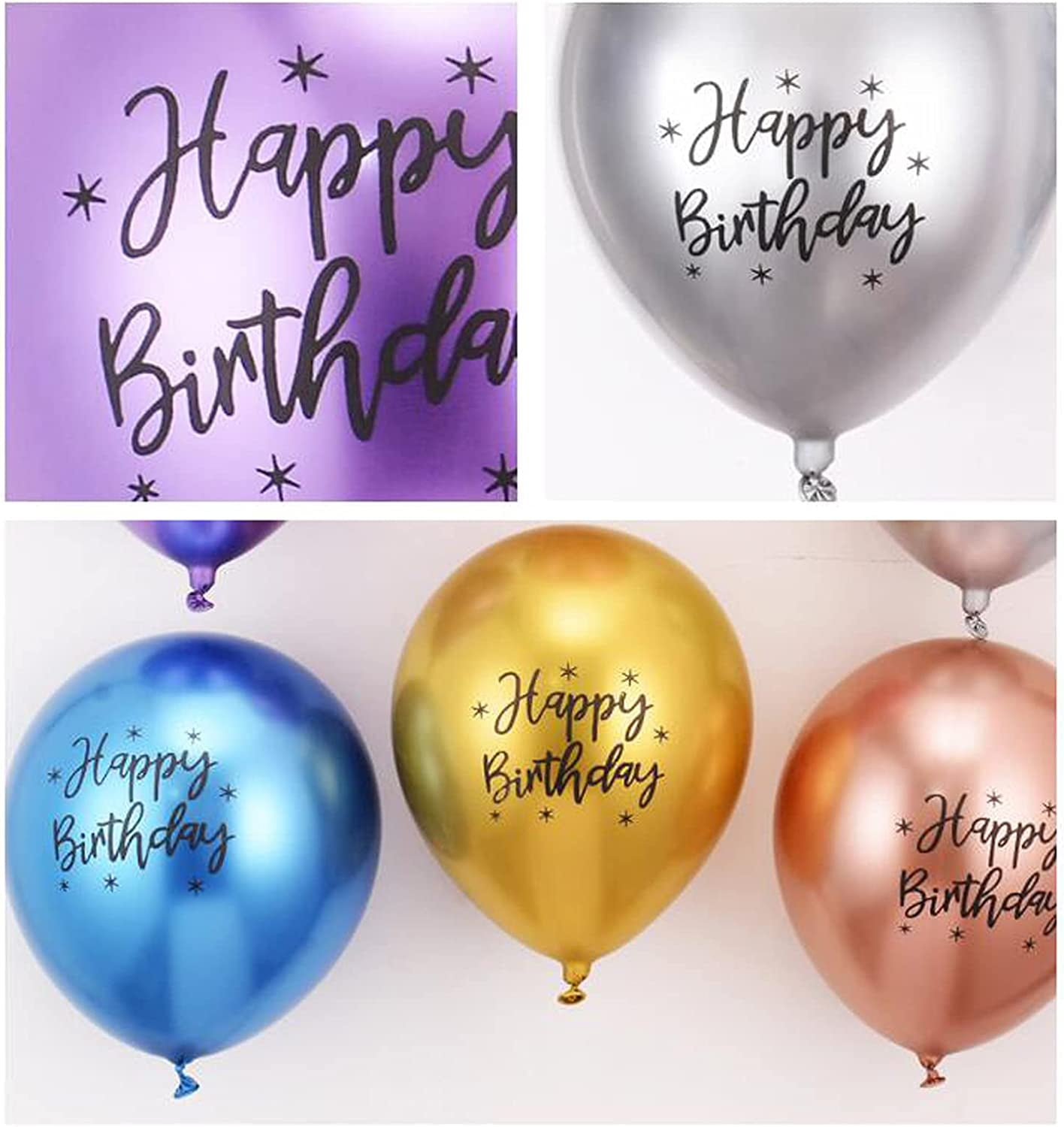 YSTDHL Happy Birthday Metallic Latex Balloons Party Decorations (Multicolor, 20 Pack, 12 in) vgerd