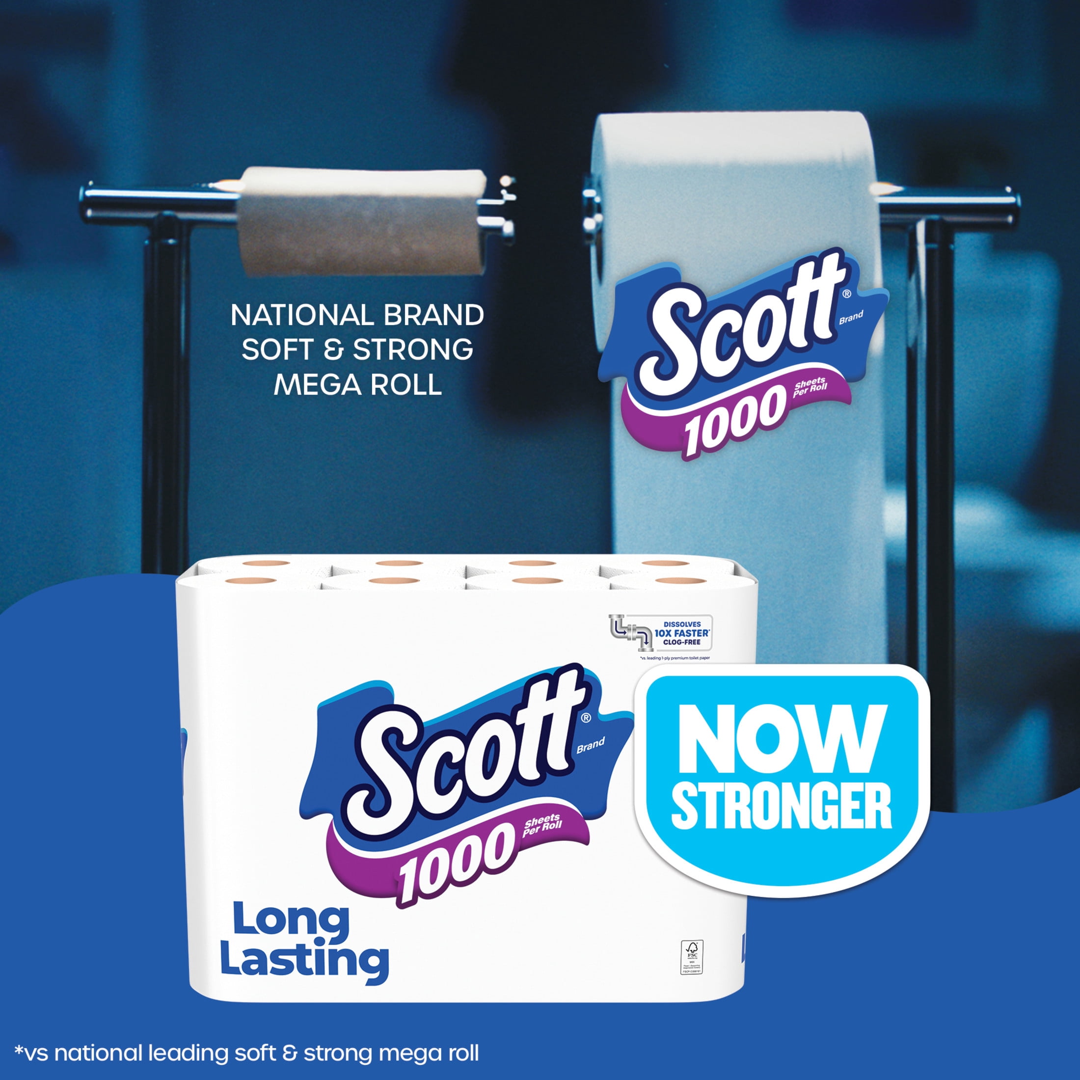 Scott 1000 Toilet Paper, Long-Lasting 1-Ply Bath Tissue (White, 24 Rolls) 4mn86