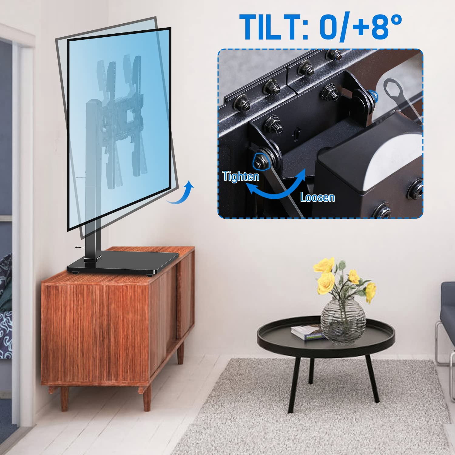 HOMOUNT Universal Table Top TV Stand for 37 in to 75 in Flat Screen TVs (Black, 88 lb) flfdk