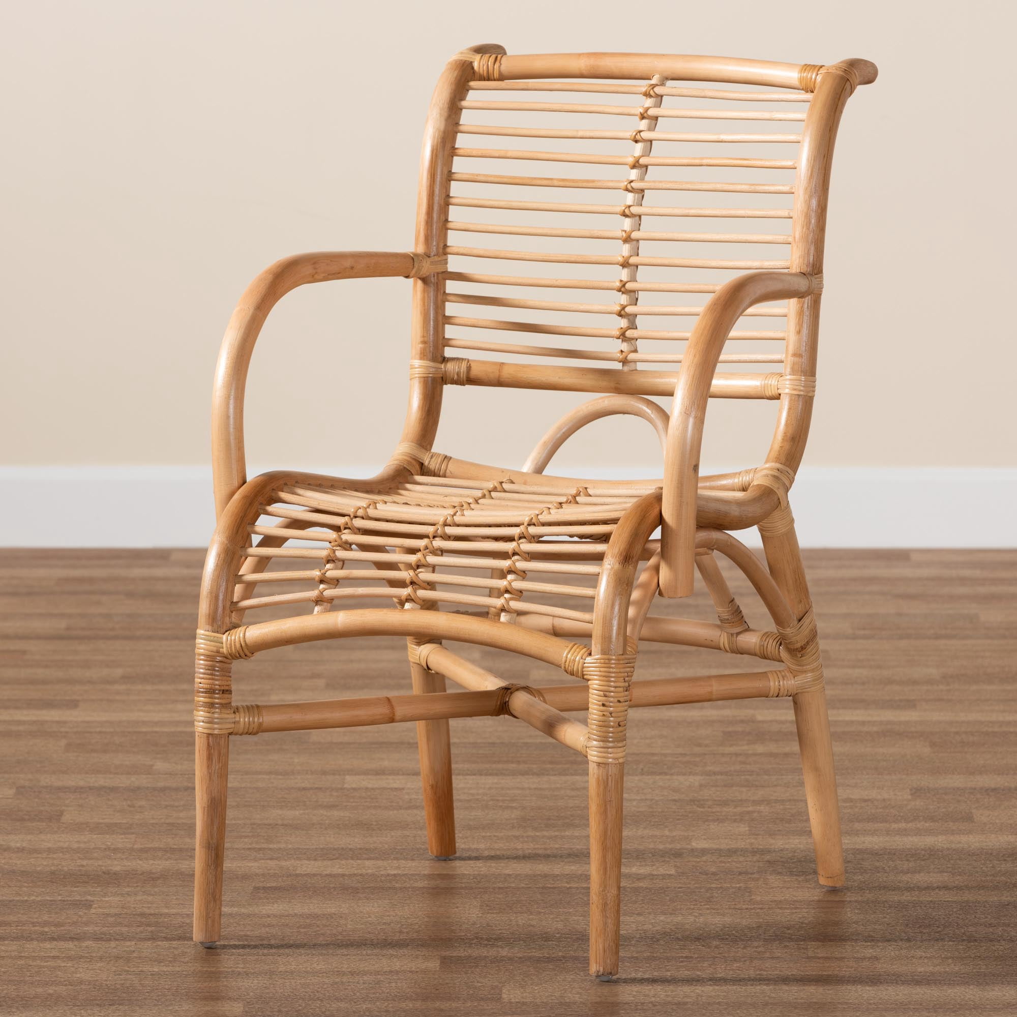 bali & pari Seminyak Modern Bohemian Natural Rattan Lounge Chair (Brown, 30 in x 28 in x 32 in) e32wp