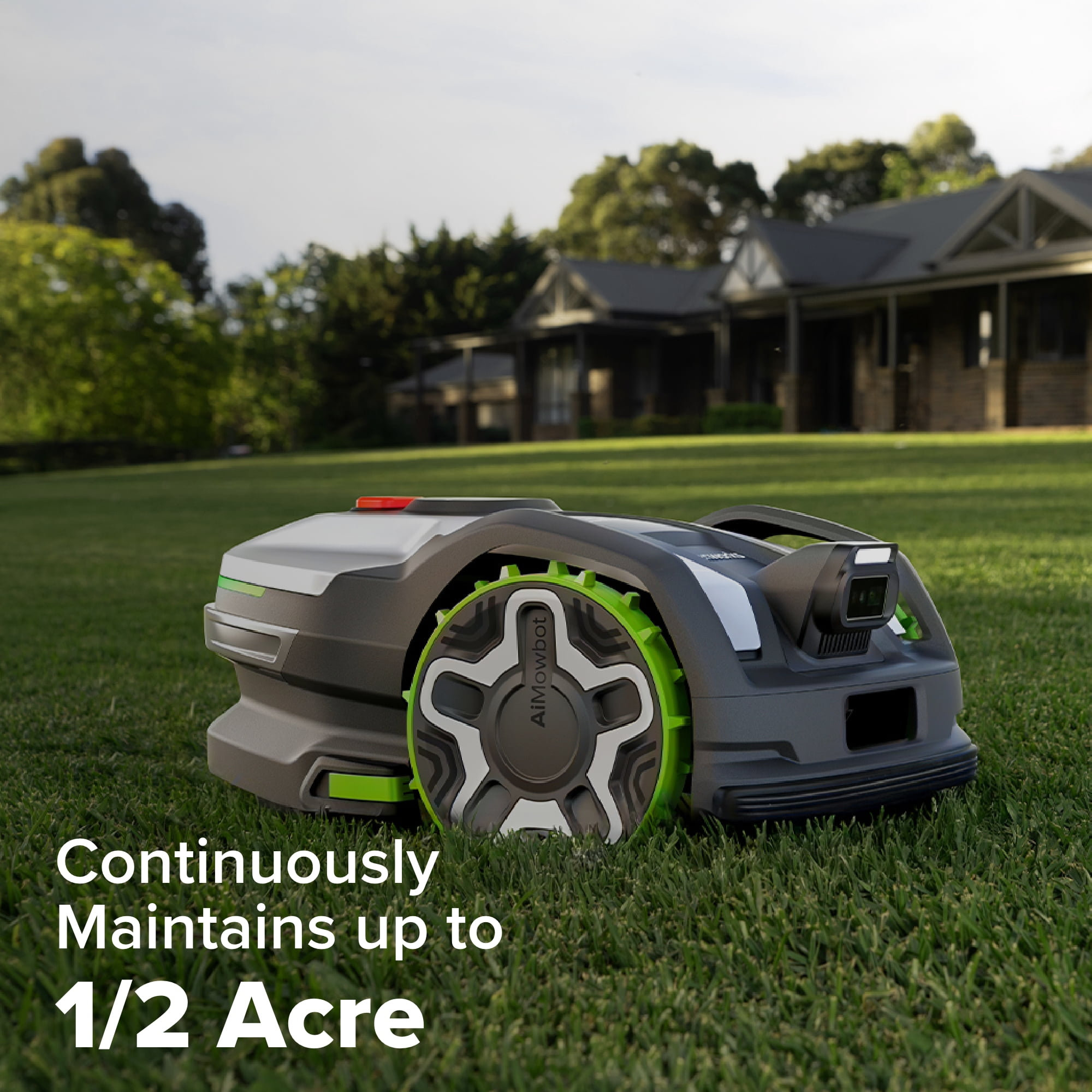 Greenworks AiMowbot Wire-Free RTKVision Robotic Mower (Green, 0.5 Acre Capacity) z6jfc