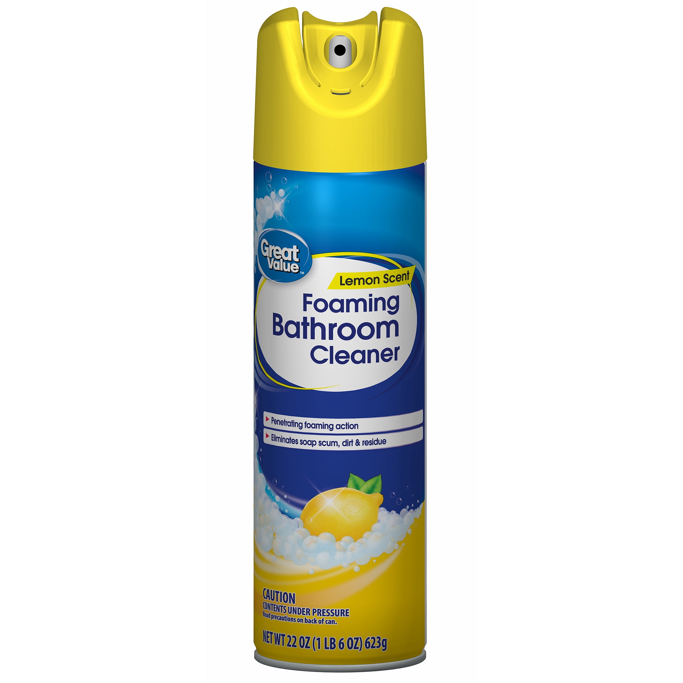 Great Value Foaming Bathroom Cleaner, Lemon Scent, Heavy-Duty Surface Scrub (22 oz) 3jpvd