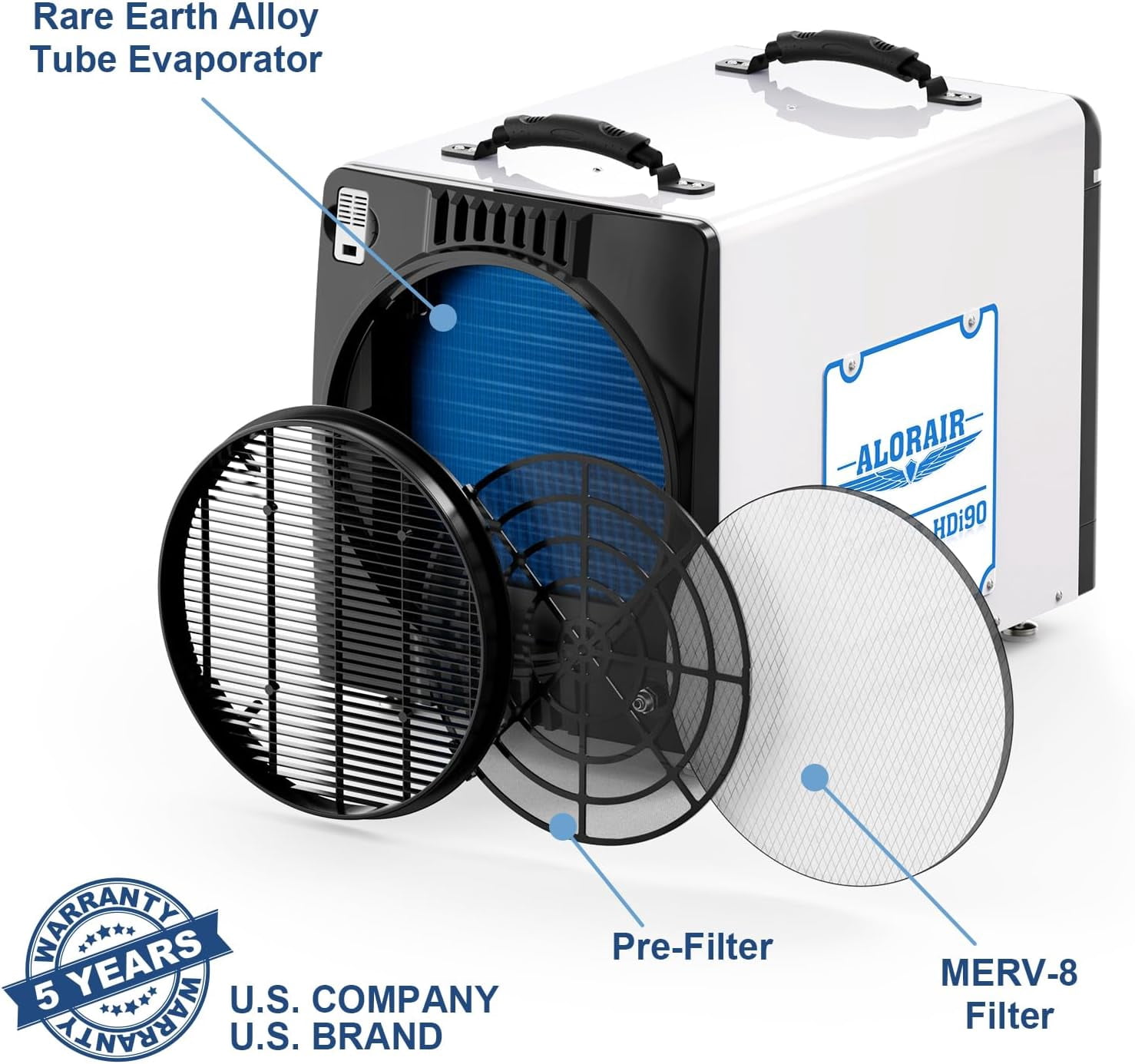 AlorAir Commercial Dehumidifier for Basement and Crawl Space with Built-in Pump and Drain Hose (White, 198 PPD) heqtw