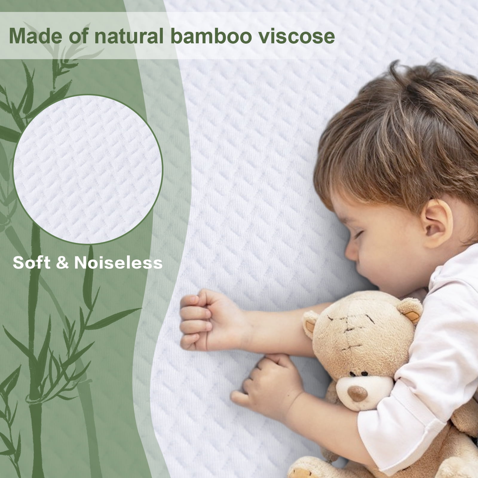 EMONIA Waterproof Mattress Protector (King, White) Premium Bamboo Viscose Cooling Bed Cover with 8-21 in Deep Pocket 89vlu