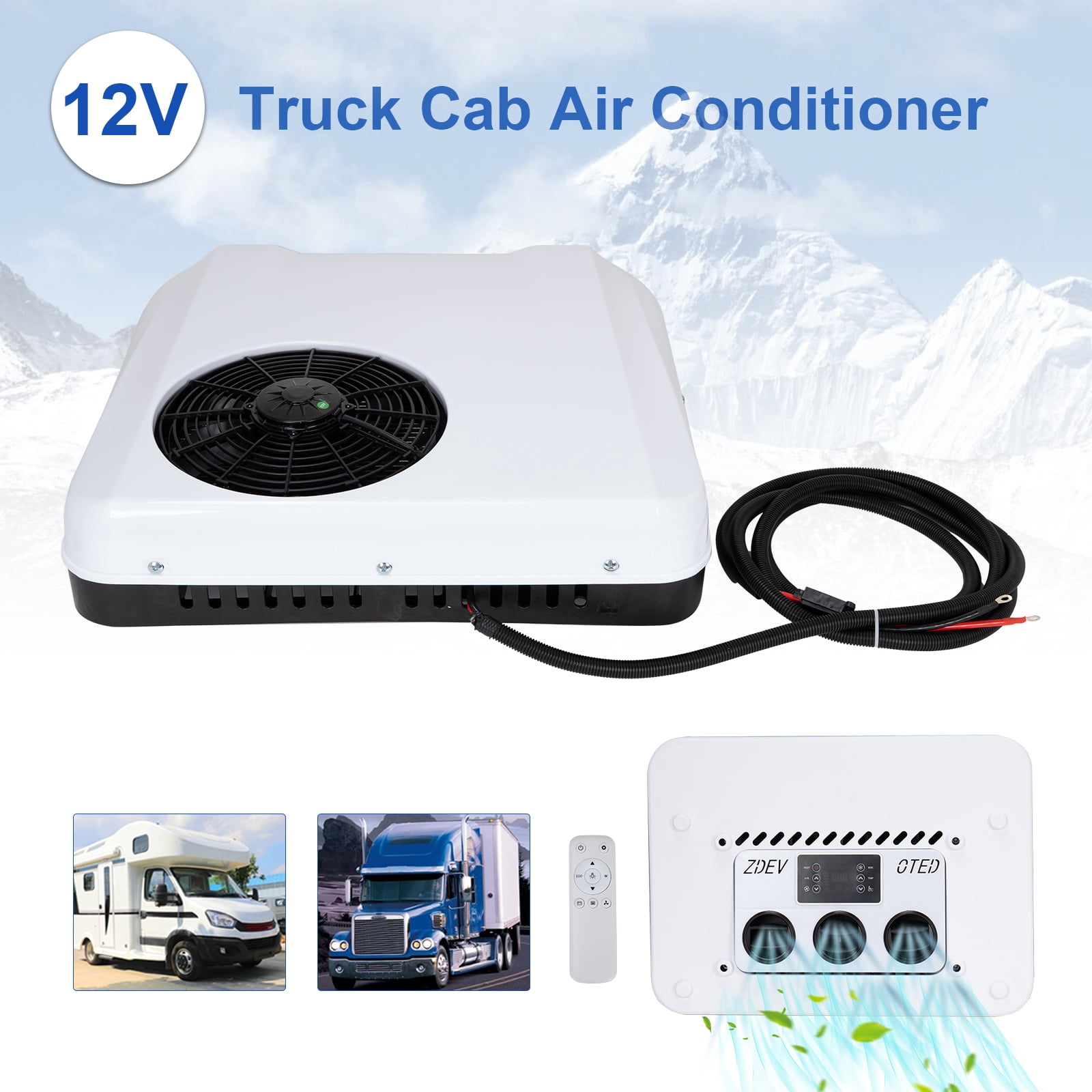 Jrswin 12V Rooftop Air Conditioner Unit for Semi Truck and RV (14500 BTU, 1 Unit) w9xqh