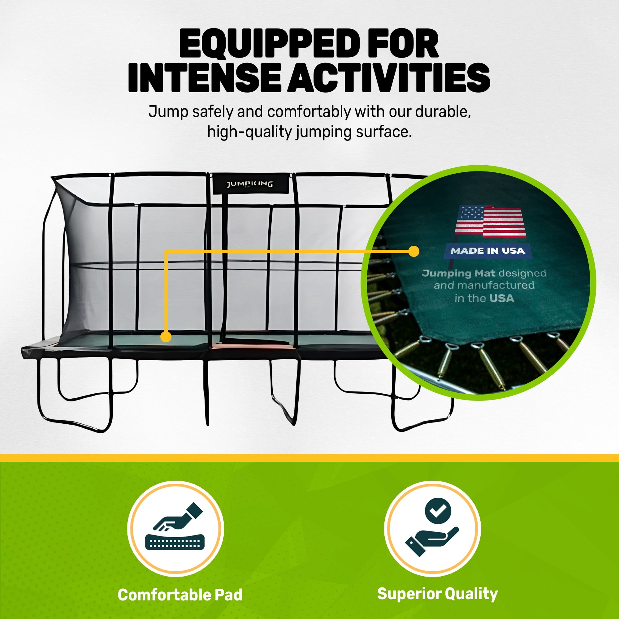 JumpKing 10 ft x 18 ft Rectangular Trampoline with 2 Basketball Hoops and Ladder (Black, 10 ft x 18 ft) cjfhf