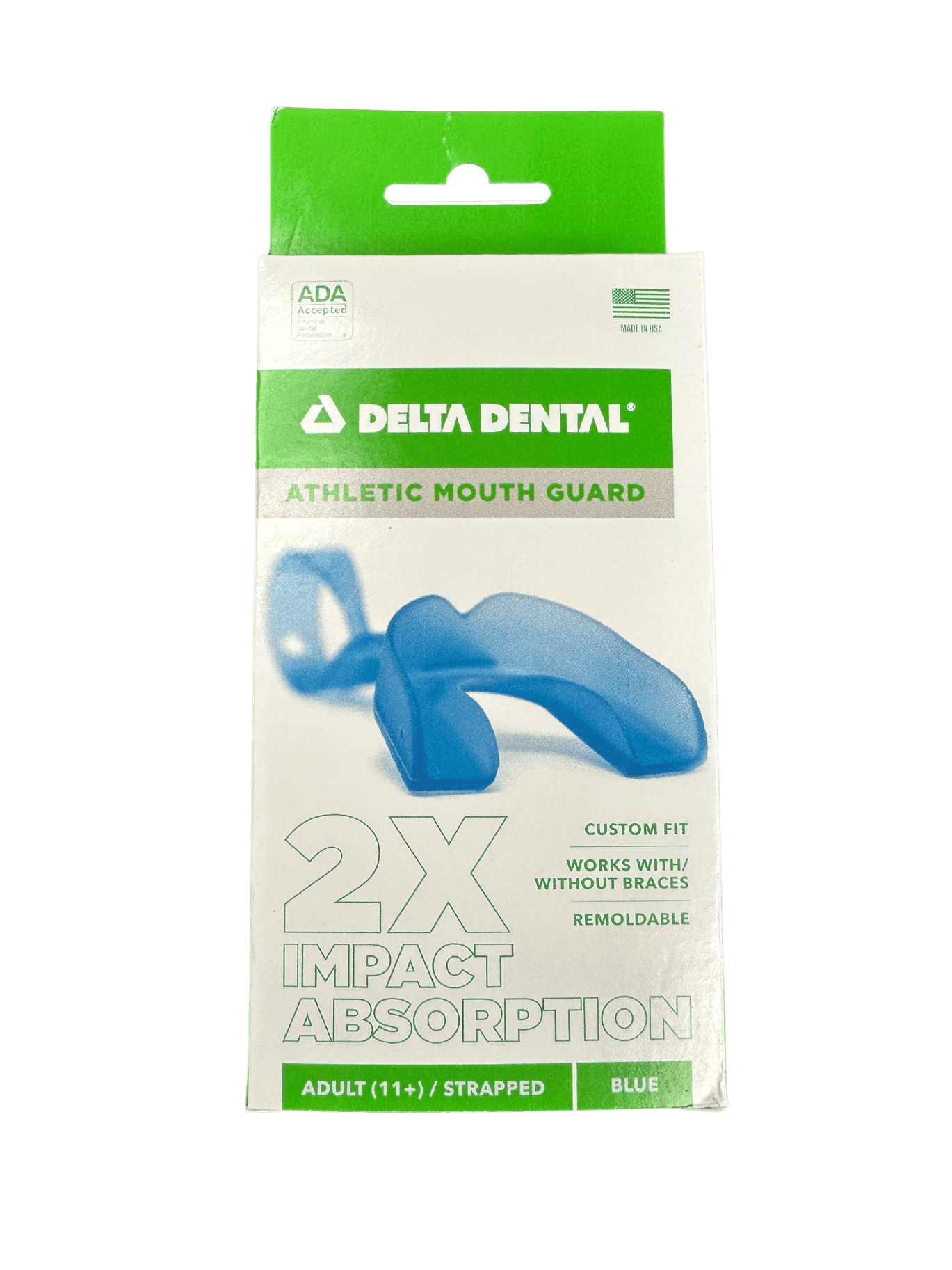 Delta Dental Adult Strapped Mouth Guard, Boil & Bite Sports Protection for Football and Hockey (Blue, One Size) wg0ow