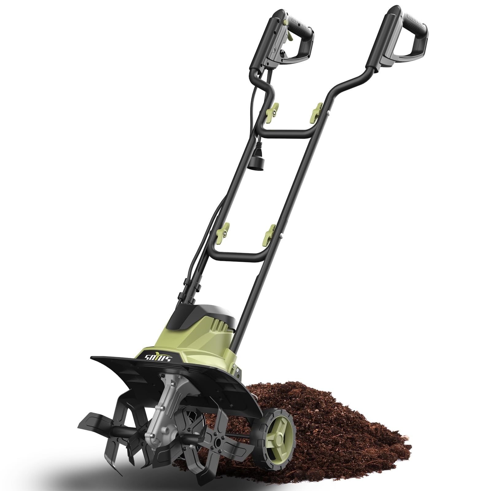 SOYUS 14 Inch Electric Tiller Cultivator, 12 Amp Corded Garden Rototiller with Folding Handle (14 in) 5ijle