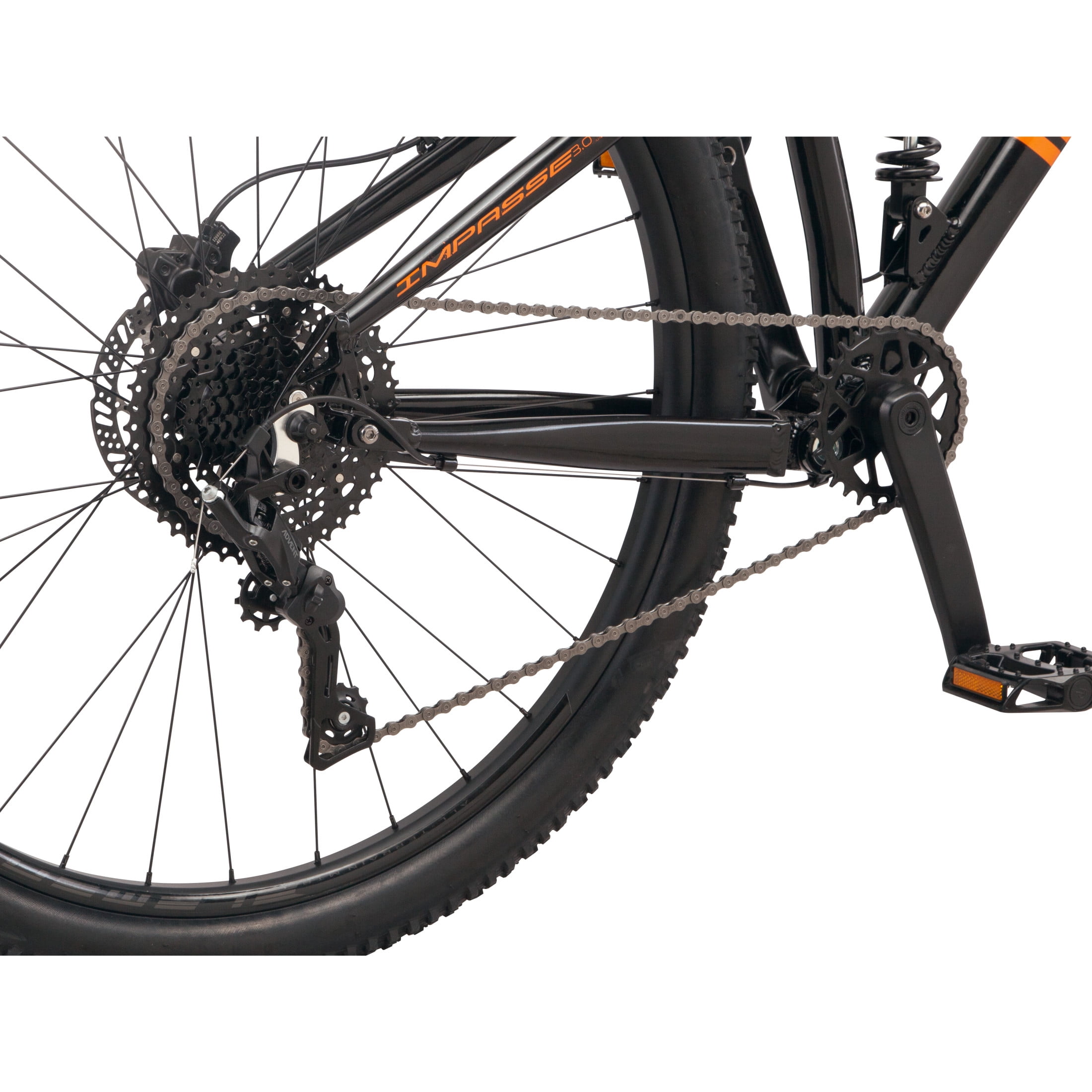 Mongoose Impasse 3.0 Dual Suspension Mountain Bike (Black/Orange, 29 in) 7zq5l