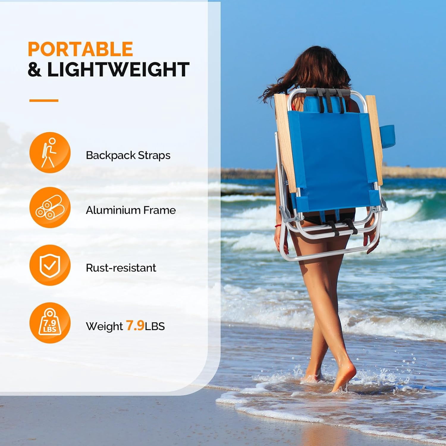 PEXMOR Portable Aluminum Beach Chair, 3-Position Reclining Backpack Chair with Cup Holder (Pink, 17 in Seat Height) ypuff