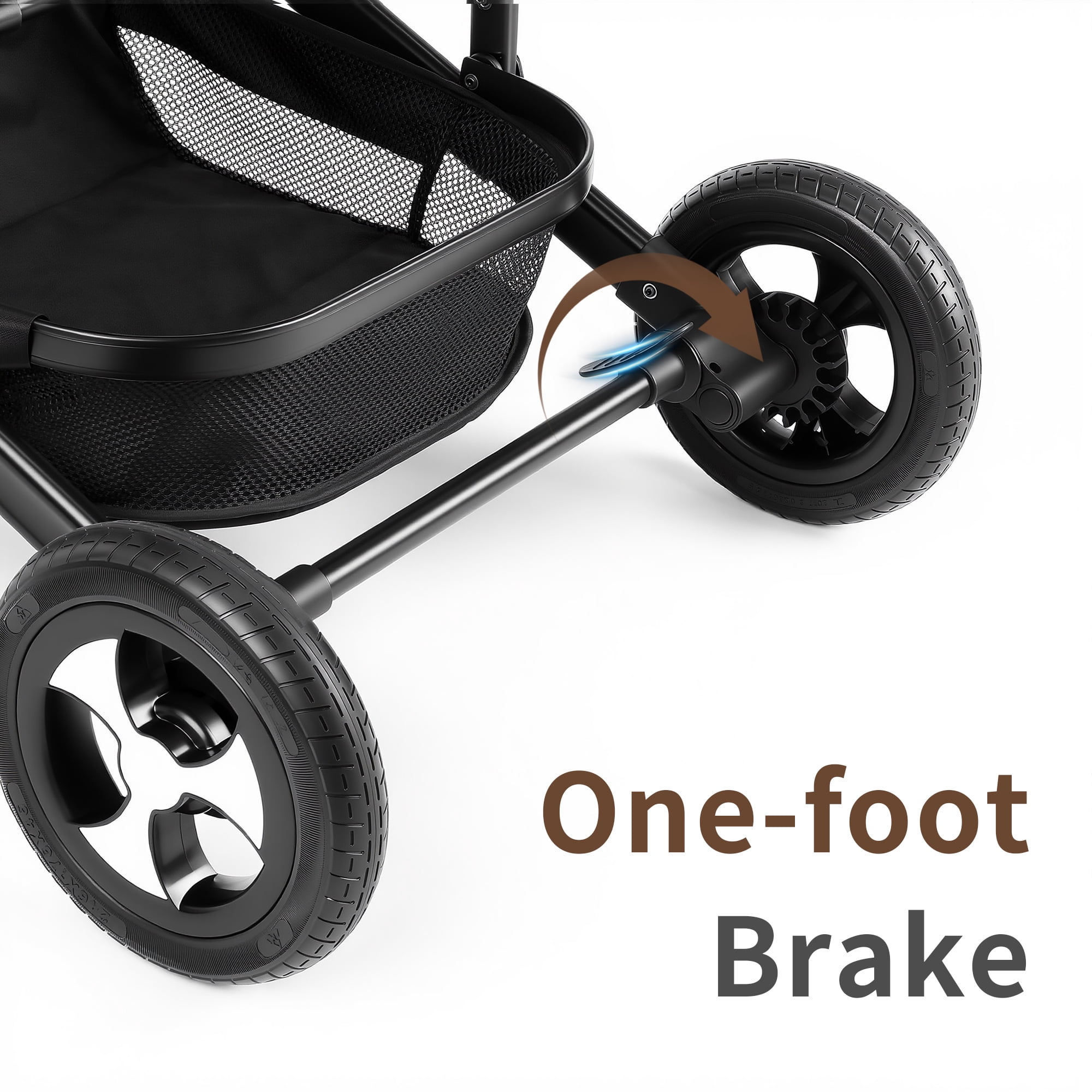 AILEEKISS 3-in-1 Convertible Baby Stroller, Reversible Seat with Adjustable Canopy (Black, 24 lb) z5il0