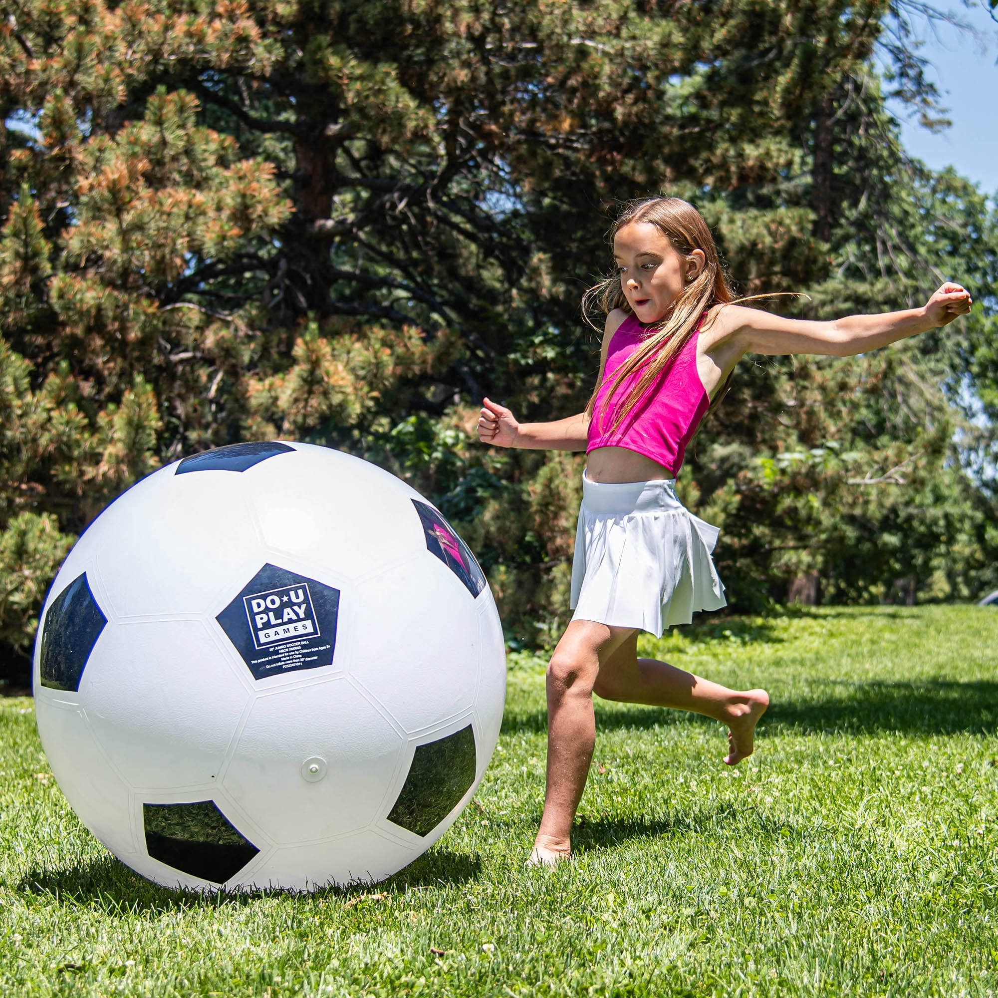 Do-U-Play Jumbo Soccer Ball Inflatable Outdoor Sports Toy (White, 30 in) brirn