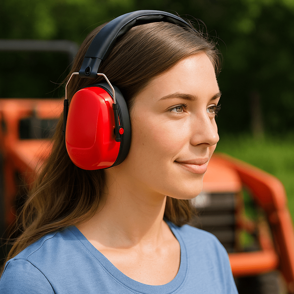 Sanoxy Low-Profile Hearing Protection Earmuffs, NRR 23 Noise Reduction Safety Gear (Red, One Size) 79xnk