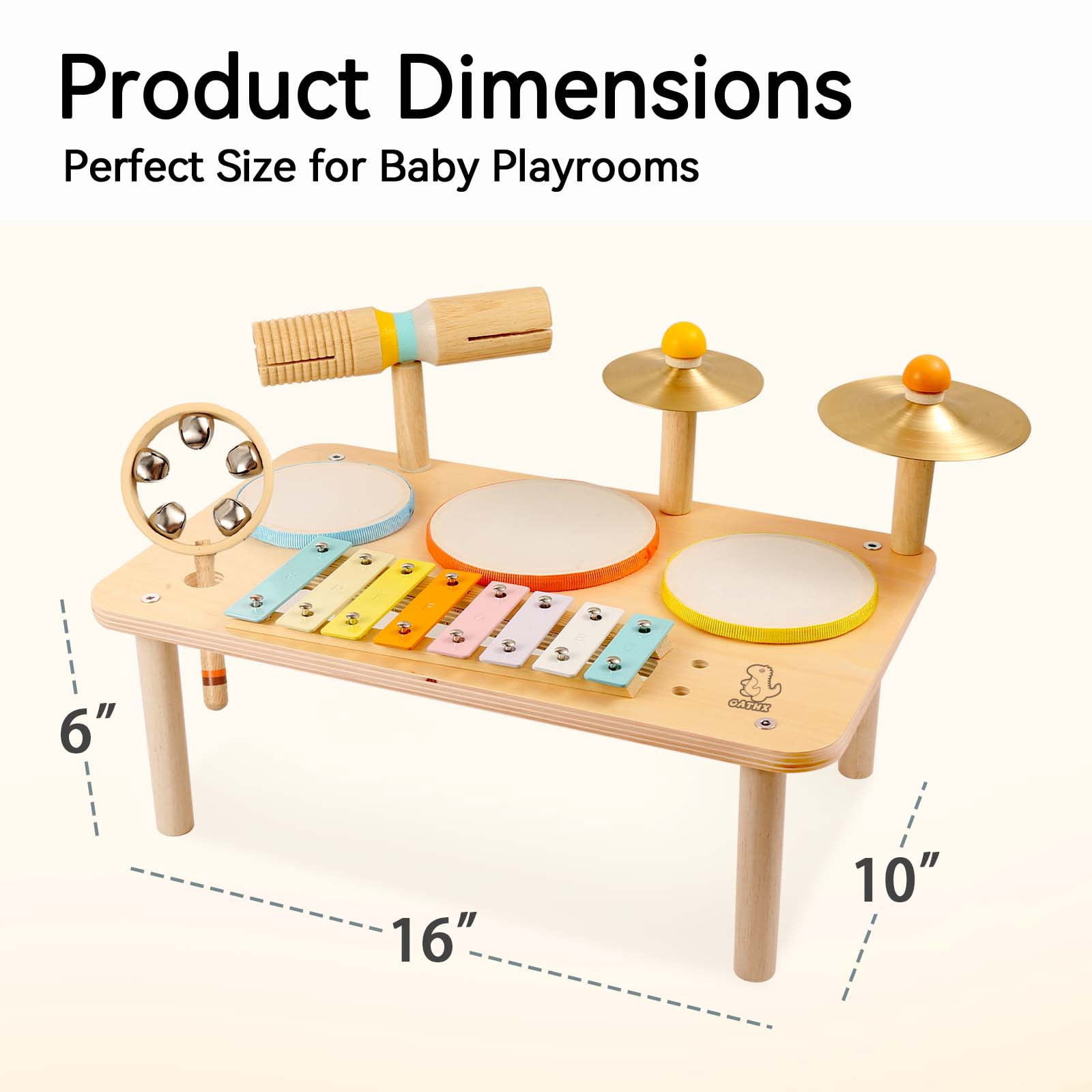OATHX Kids Drum Set, Montessori Musical Instruments for Toddlers, Wooden Percussion Toy Kit (Multicolor, 10-Piece Set) jcjin
