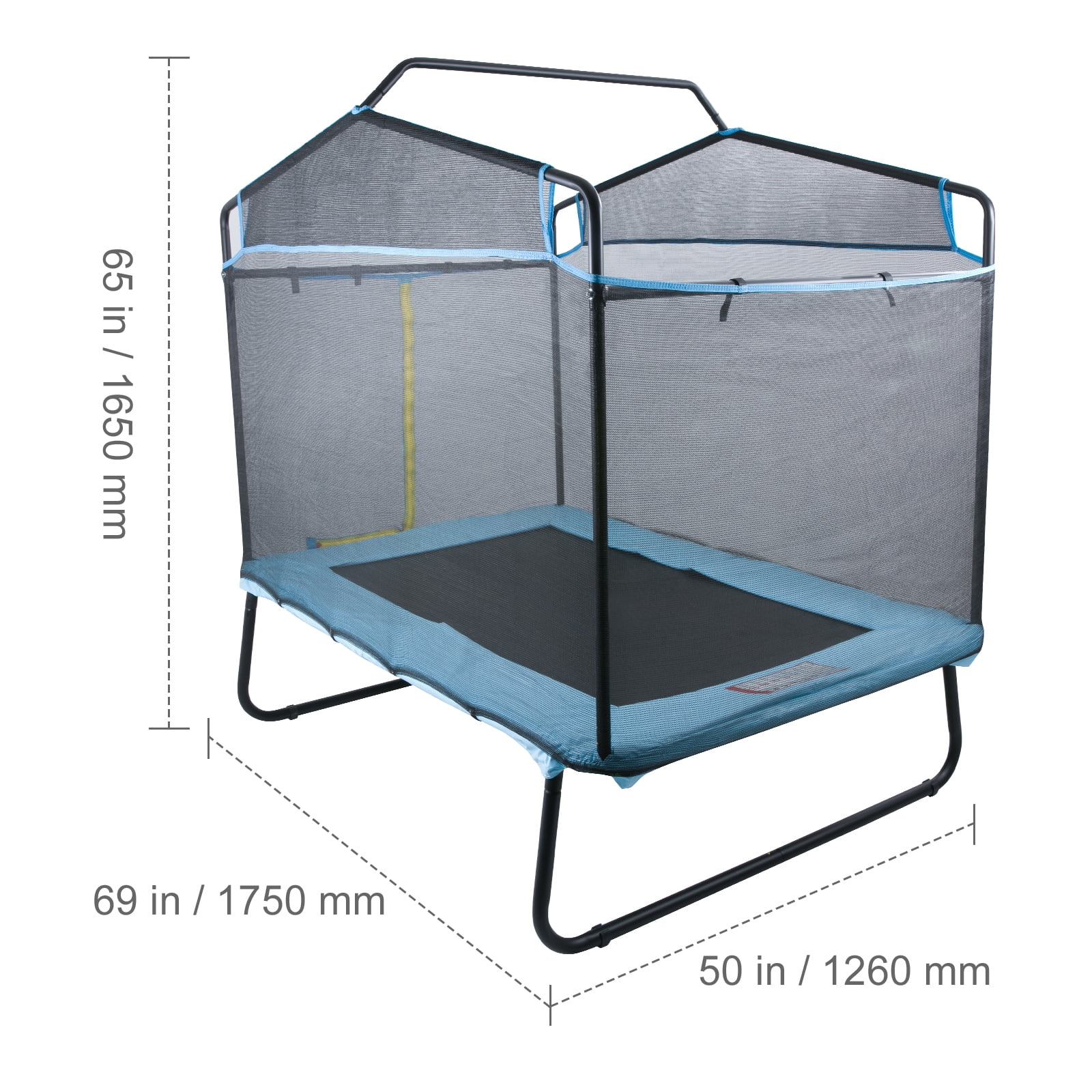 SKYSHALO Kids Trampoline with Enclosure Net and Gymnastics Bar (Blue, 6 ft) 8w30q