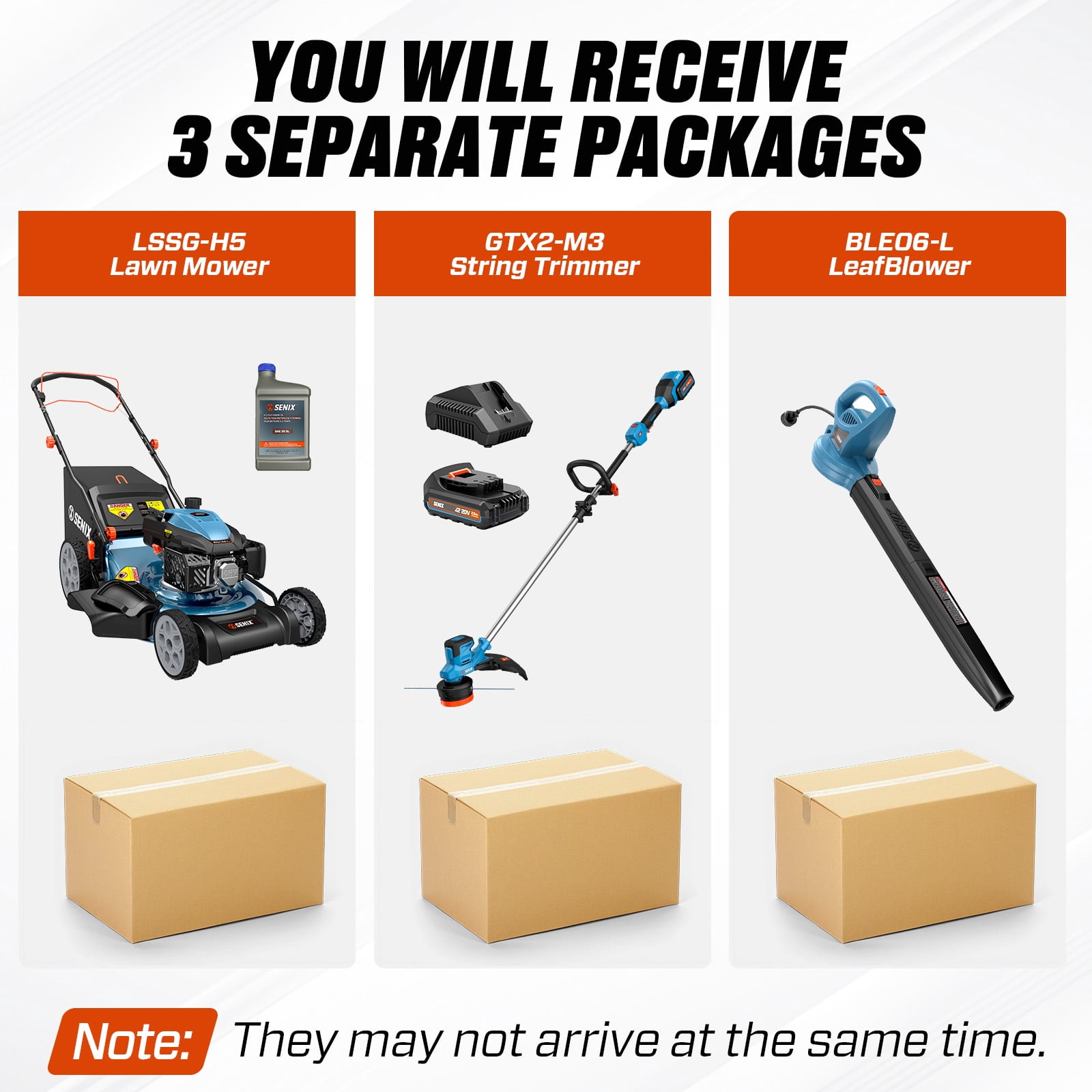 Senix 3-in-1 Outdoor Power Equipment Combo (Blue, 3-Piece Set) 6k05k