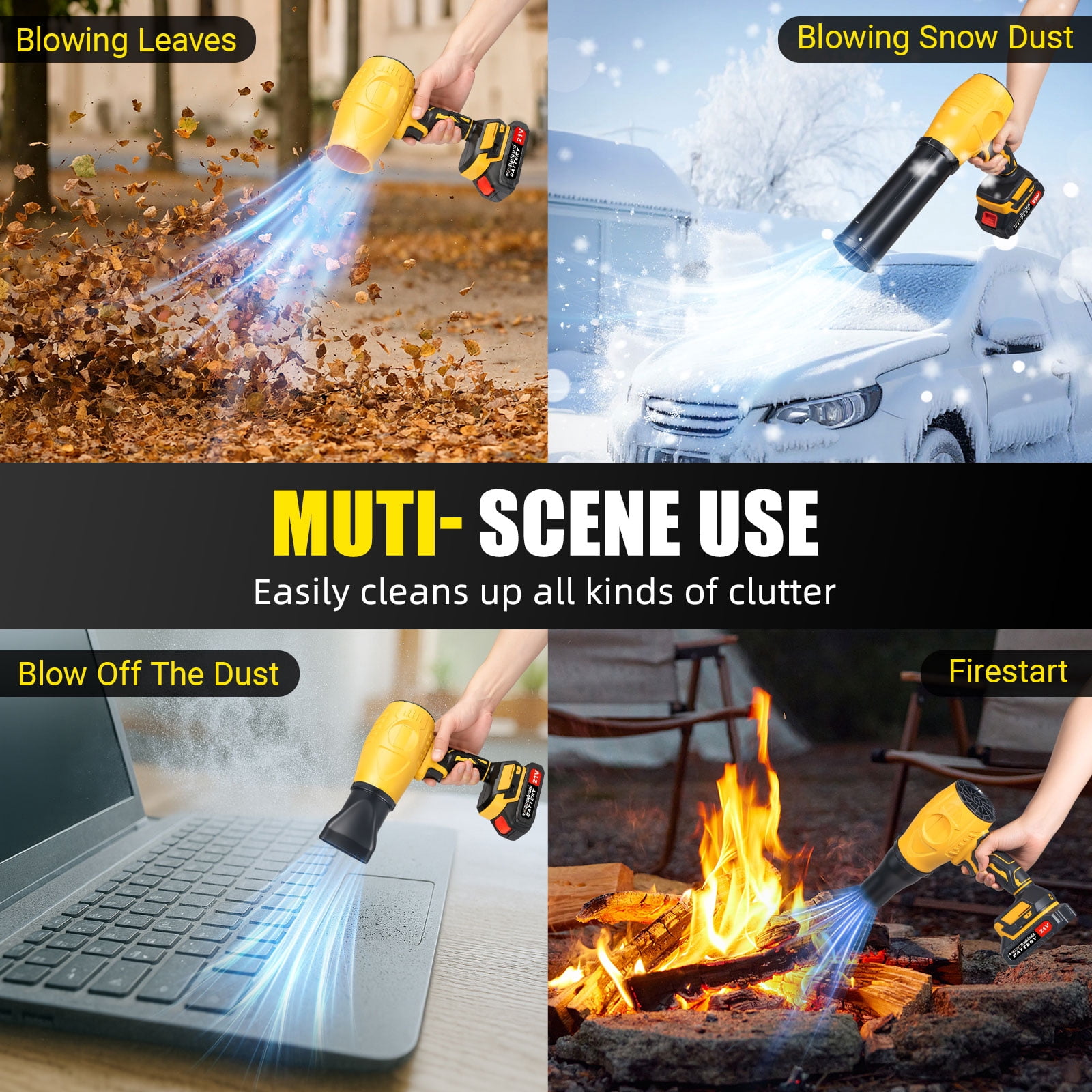 Paddsun Electric Leaf Blower, 21V Cordless Handheld Power Tool for Patio and Lawn Care (2.16 lb) 0kz24