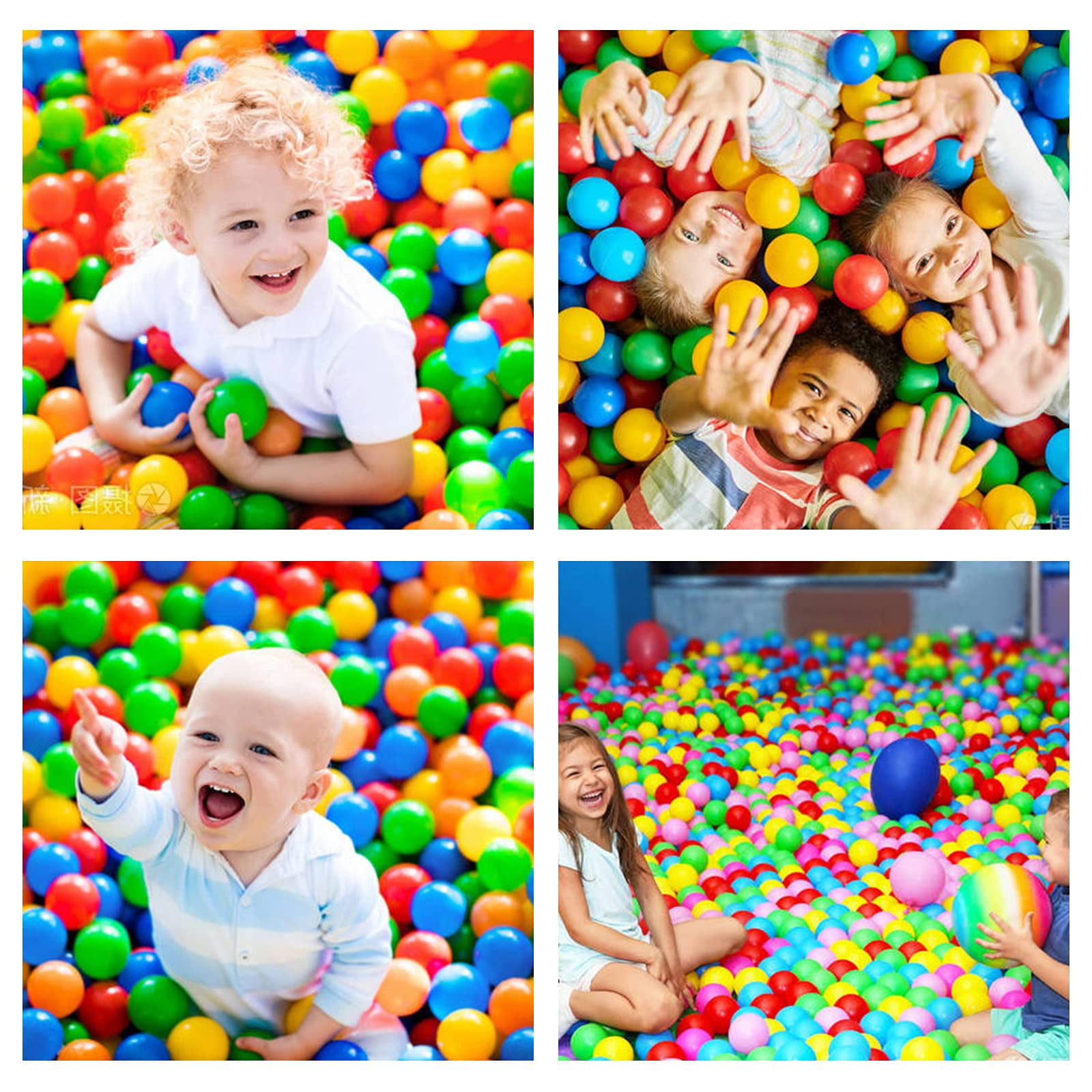SCEINRET Plastic Ball Pit Balls for Kids, Crush-Proof Ocean Play Balls for Indoor and Outdoor Activity (Multi-Color, 100 Pack) fta8q