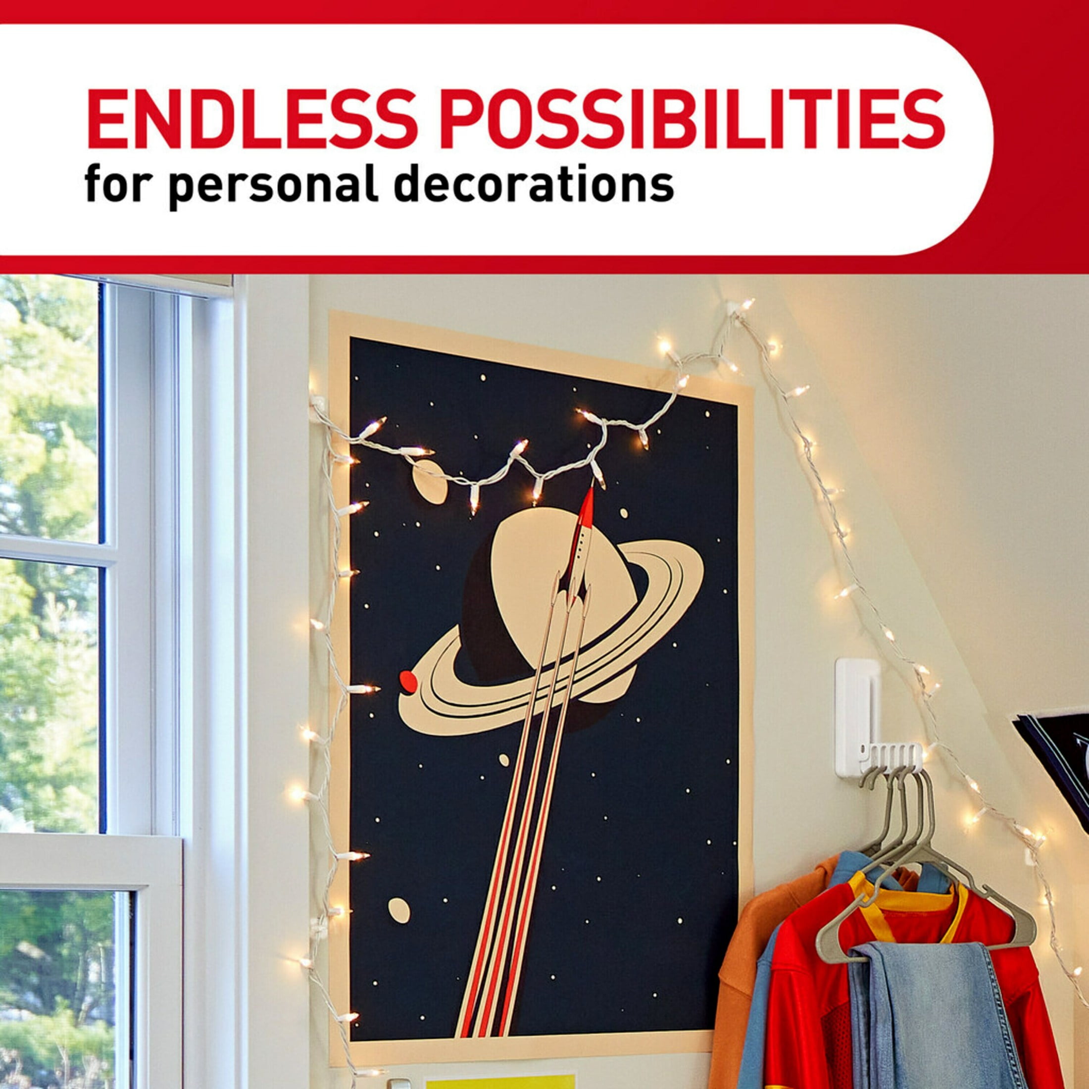 Command Holiday Decorating Kit, Damage-Free Adhesive Hooks and Clips for Indoor and Outdoor Use (Silver, 5 lb) f4acb