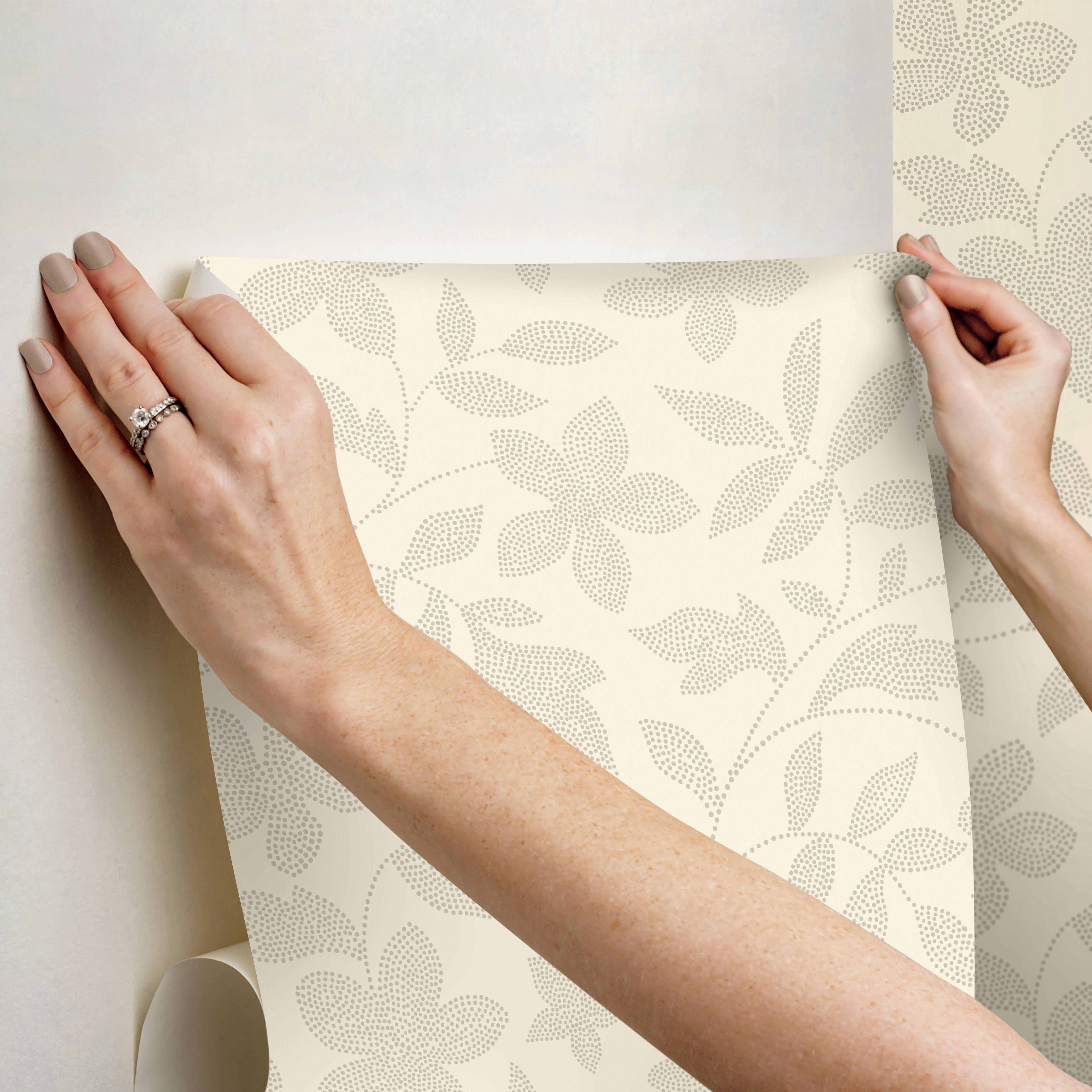 Mainstays Botanical Peel and Stick Wallpaper, Self-Adhesive Removable Wall Decor (Beige Dot, 30.75 sq ft) ff0al