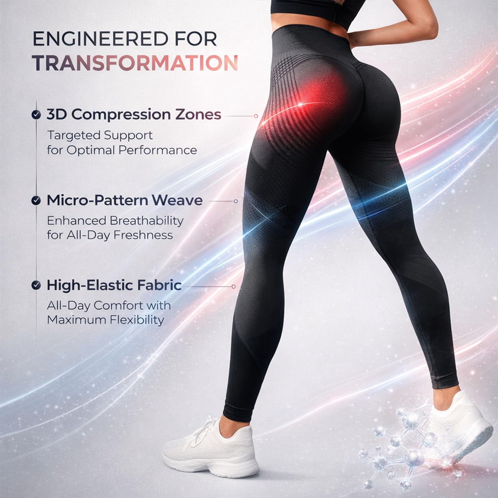Generic High Waist Sculpting Leggings 3D Seamless Compression Yoga Workout Pants (Grey, S) xcjdy
