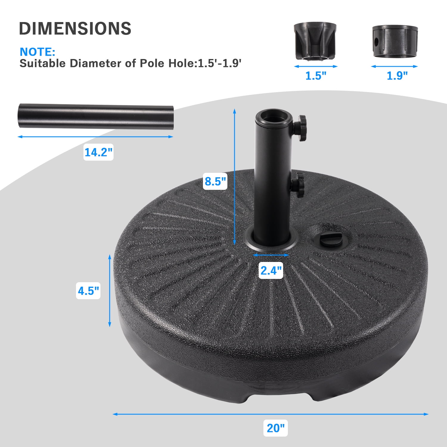 Autlaycil Heavy Duty Patio Umbrella Base Stand (Black, 48 lb) dwhd8