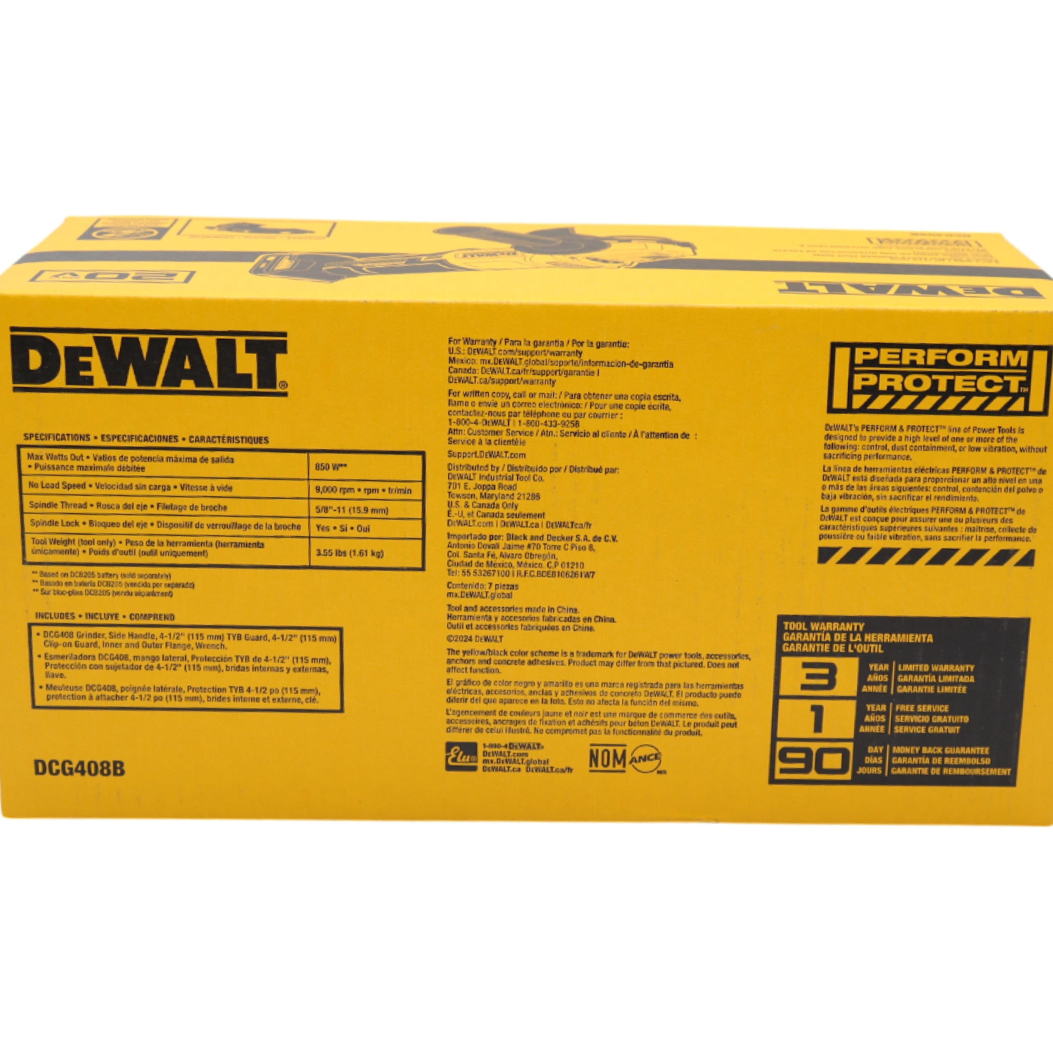 DEWALT 20V MAX Cordless Paddle-Switch Grinder, Brushless Motor, Perform & Protect Safety Features (4.5 in, Bare Tool) 7mffy