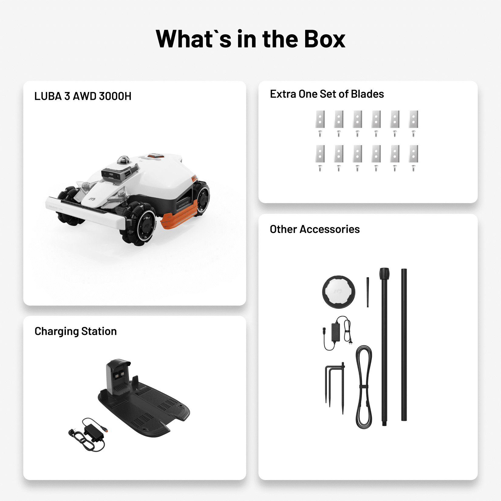 MAMMOTION LUBA 3 AWD 3000H Robot Lawn Mower (0.75 Acres, 2.2-4.0 in Cut Height) 9z6vu
