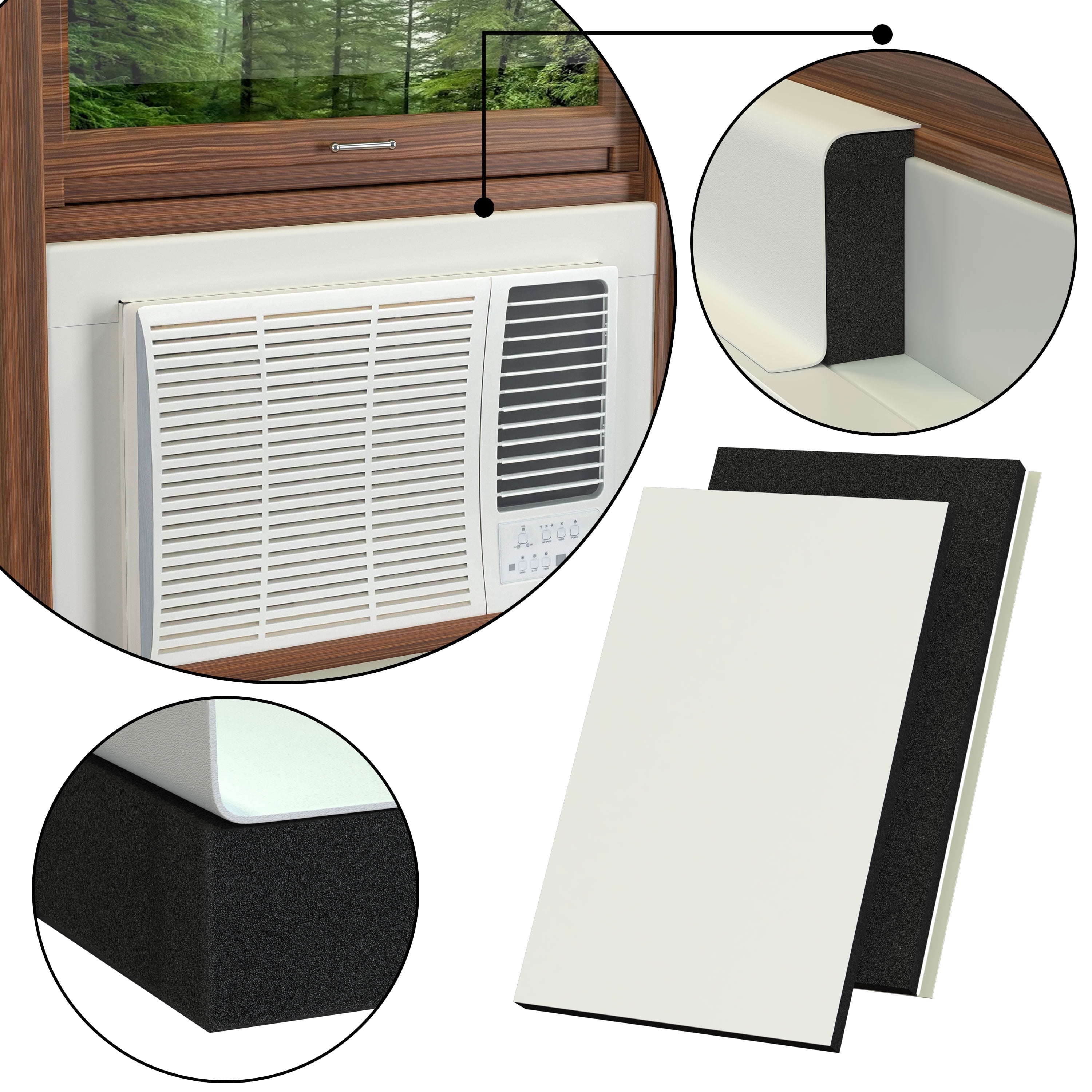BreezeStop Window AC Unit Insulation Surround Panels (White, 36 in Width) 62r67